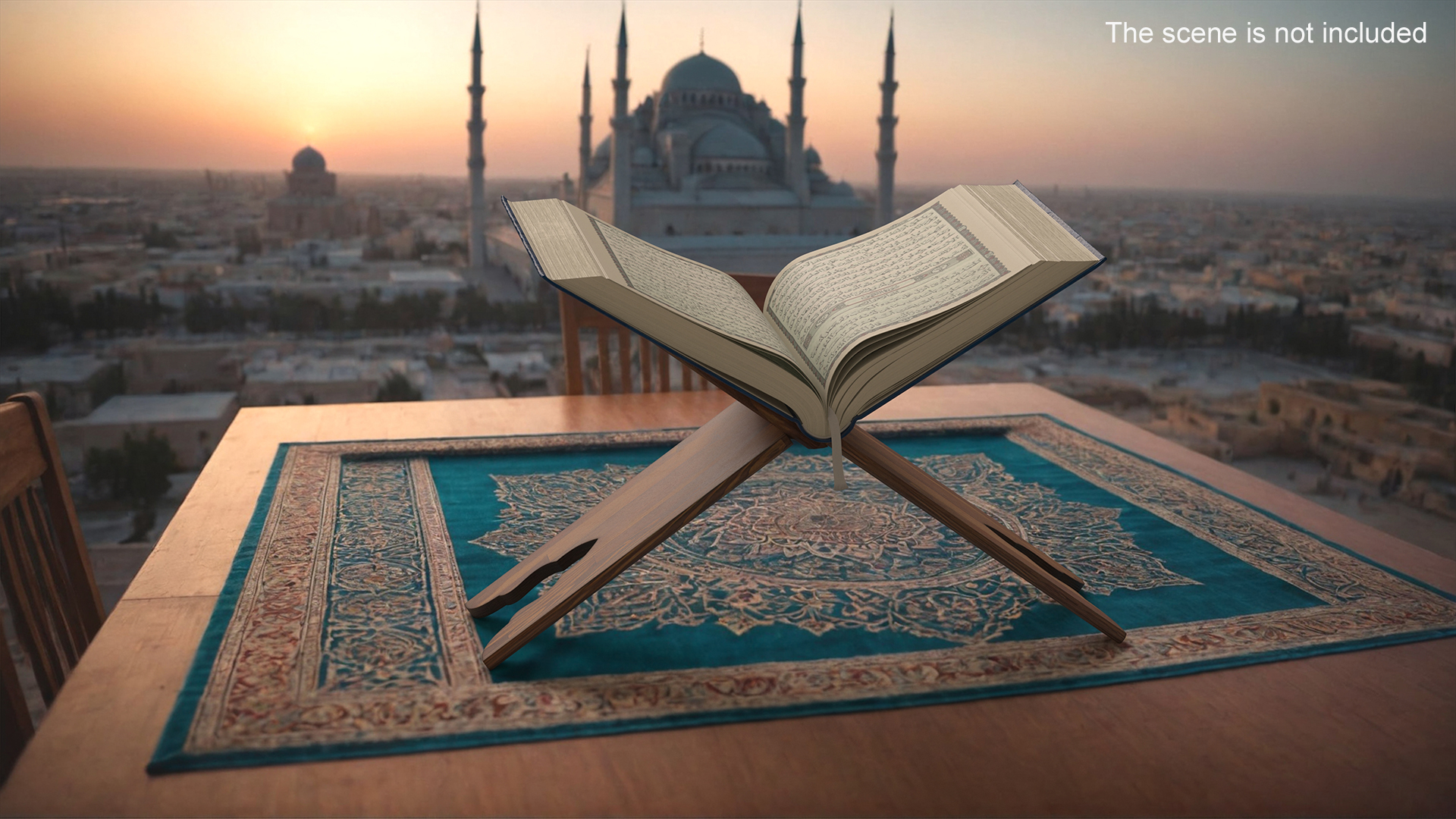 Holy Quran on Stand Blue Open 3D model