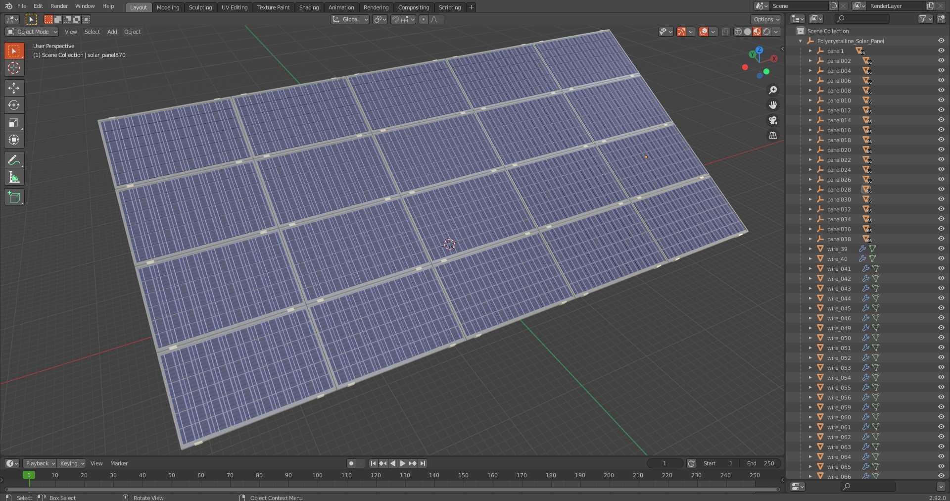 Polycrystalline Solar Panel 3D