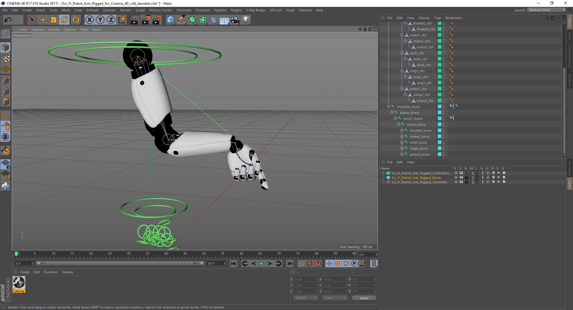 Sci Fi Robot Arm Rigged for Cinema 4D 3D