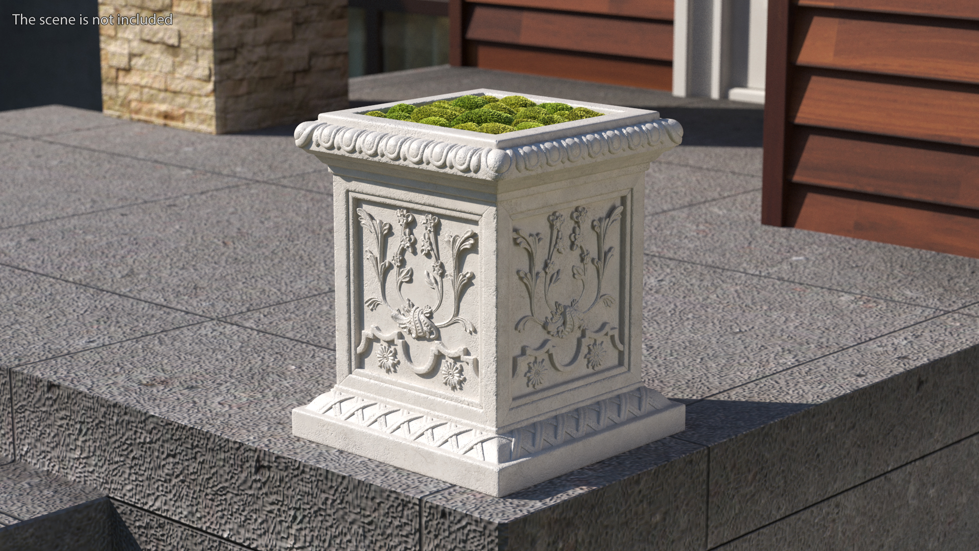 Planter Box With Moss Garden h50 3D