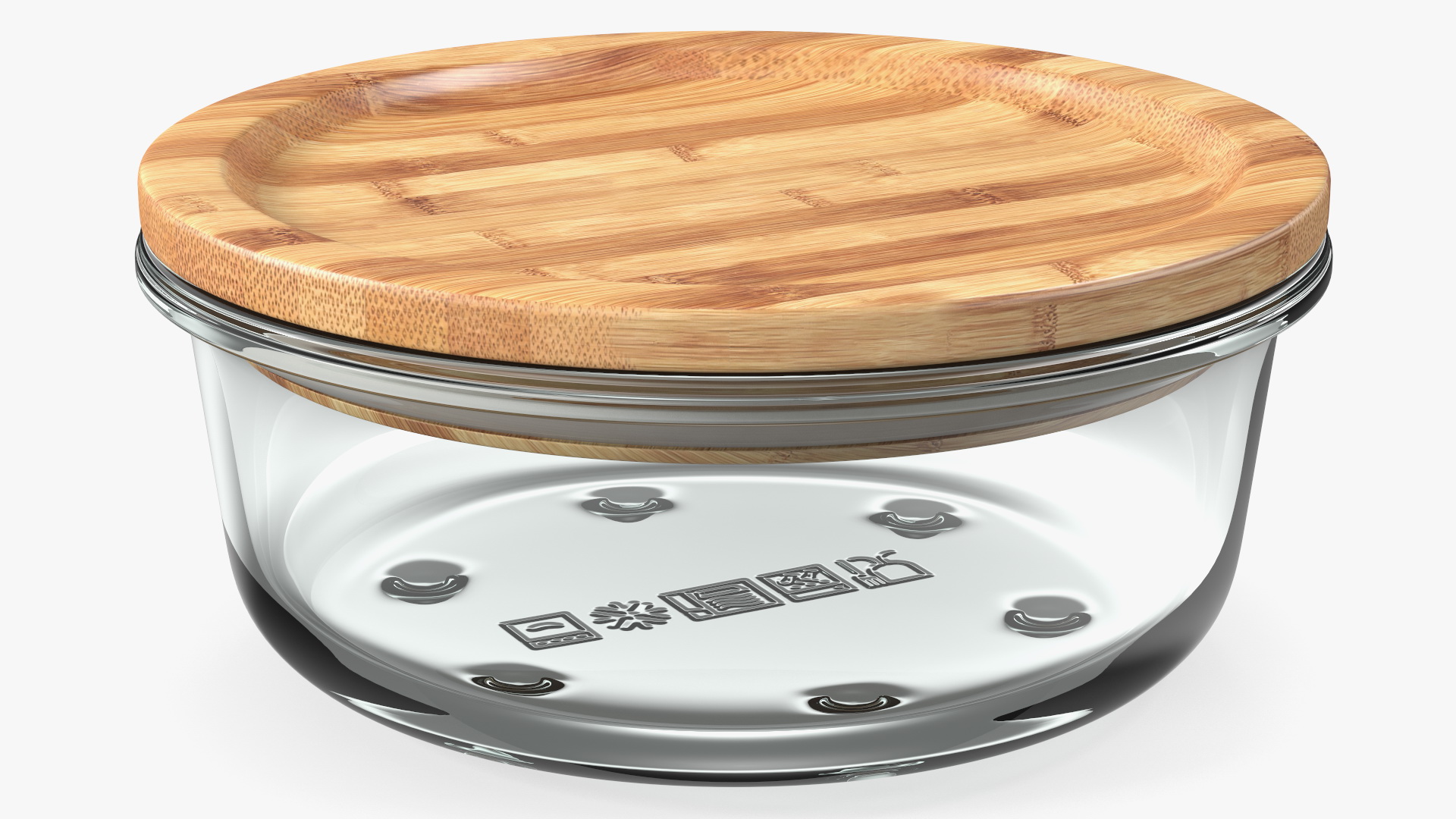 3D Round Glass Food Storage Container with Bamboo Lid 400ml