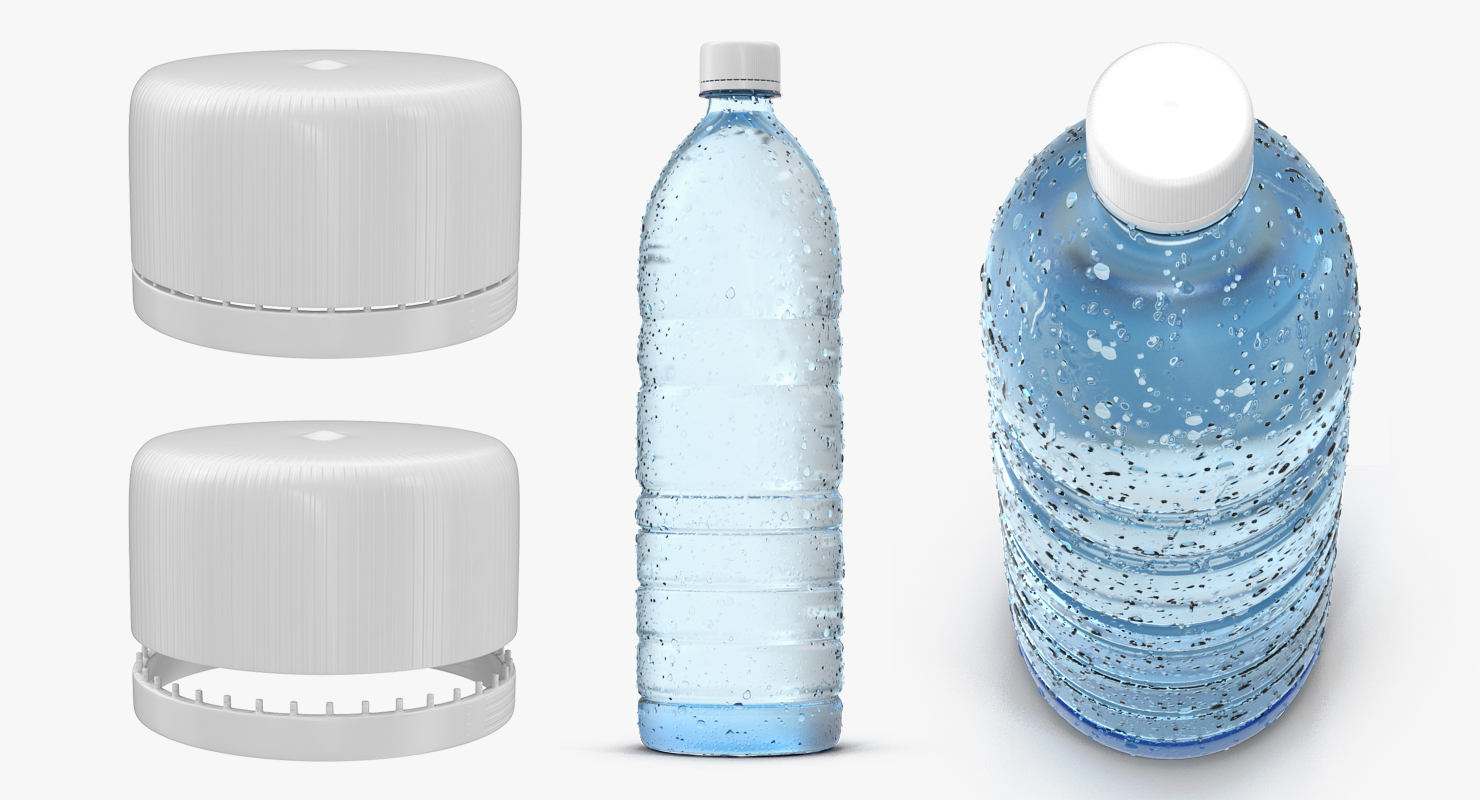 Water Bottle Covered With Condensation Drops 3D model