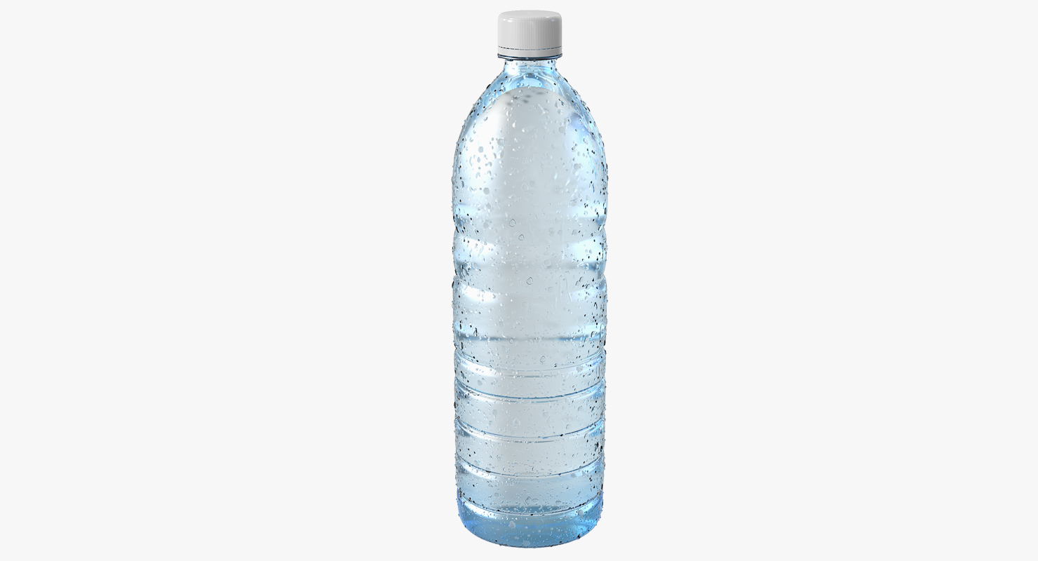 Water Bottle Covered With Condensation Drops 3D model