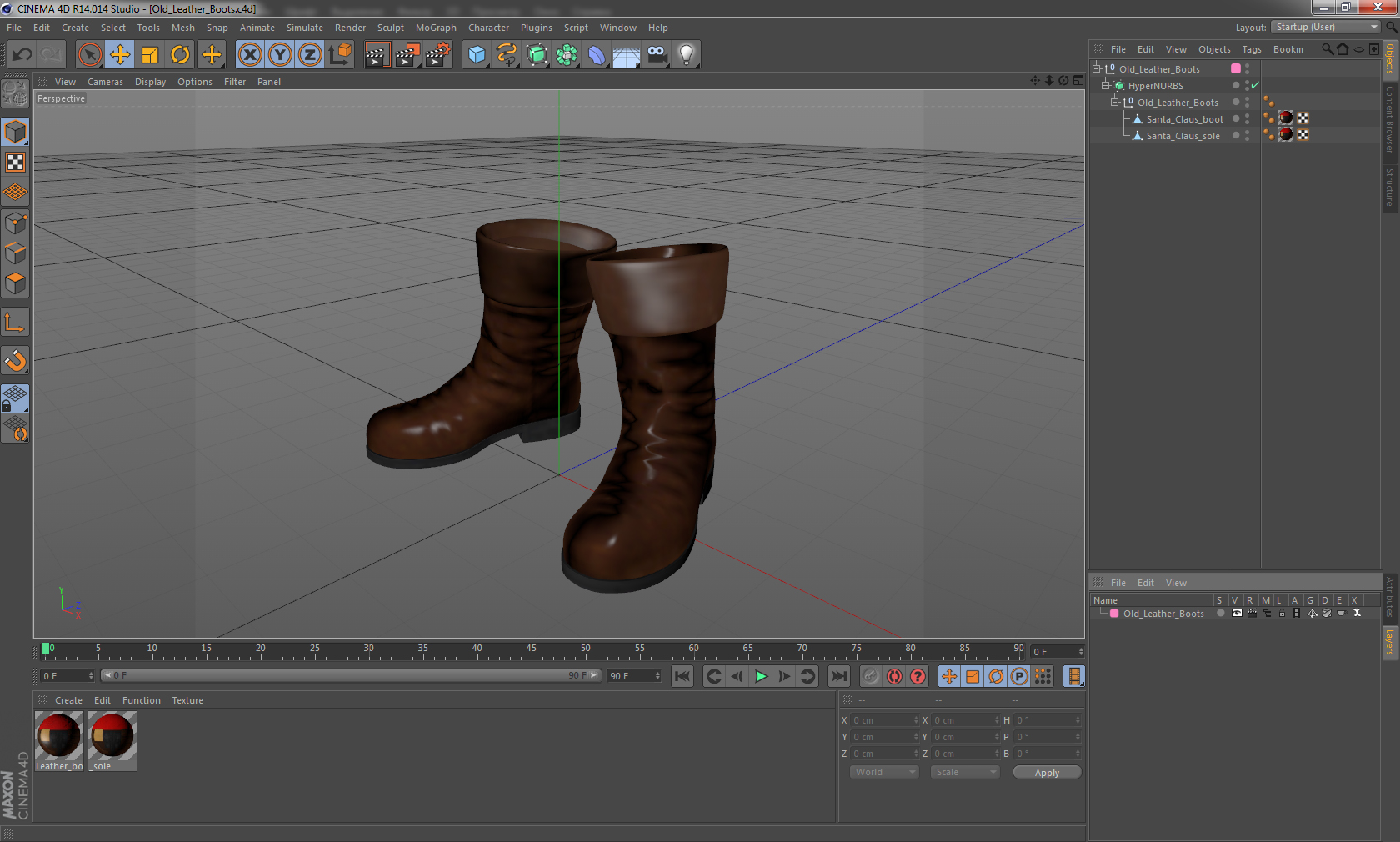 Old Leather Boots 3D