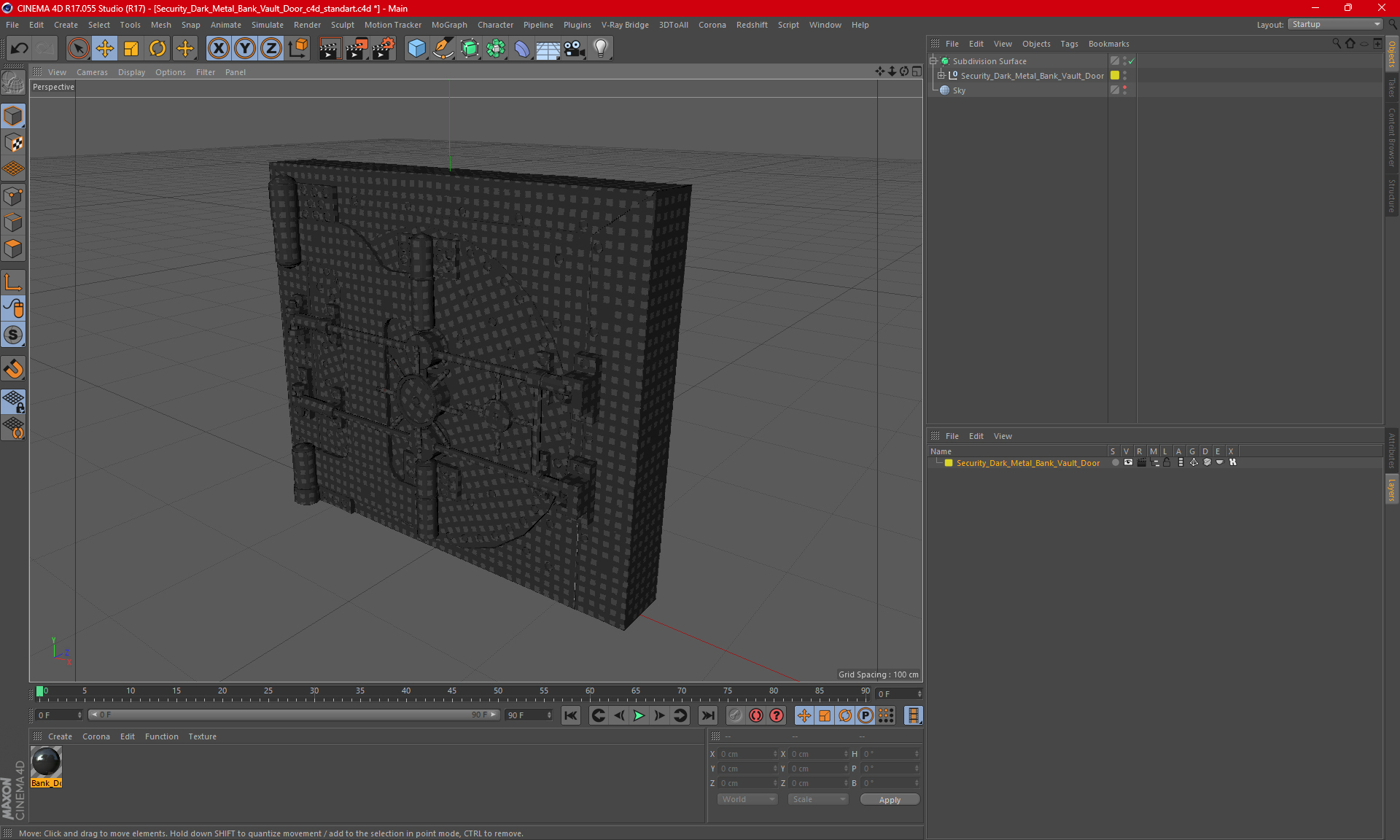3D model Security Dark Metal Bank Vault Door