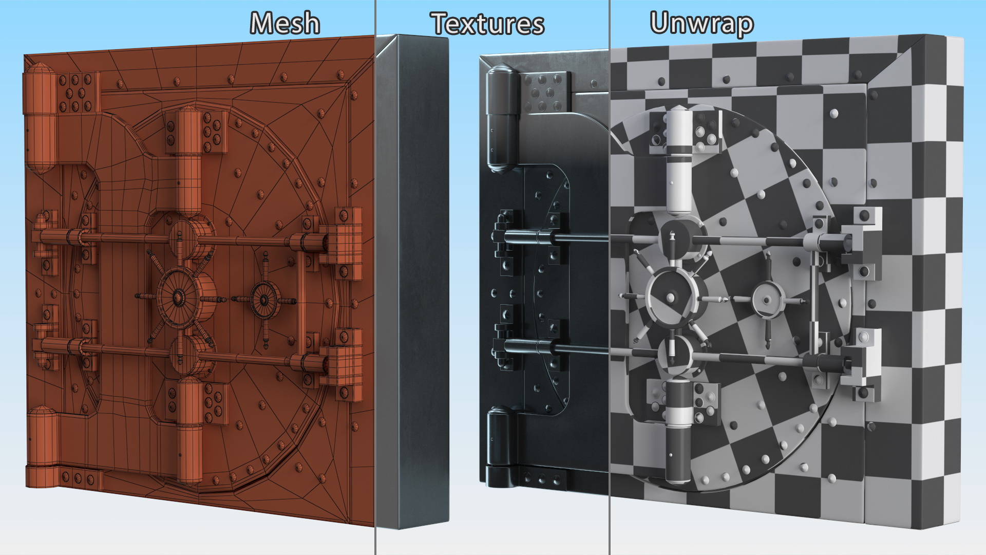 3D model Security Dark Metal Bank Vault Door