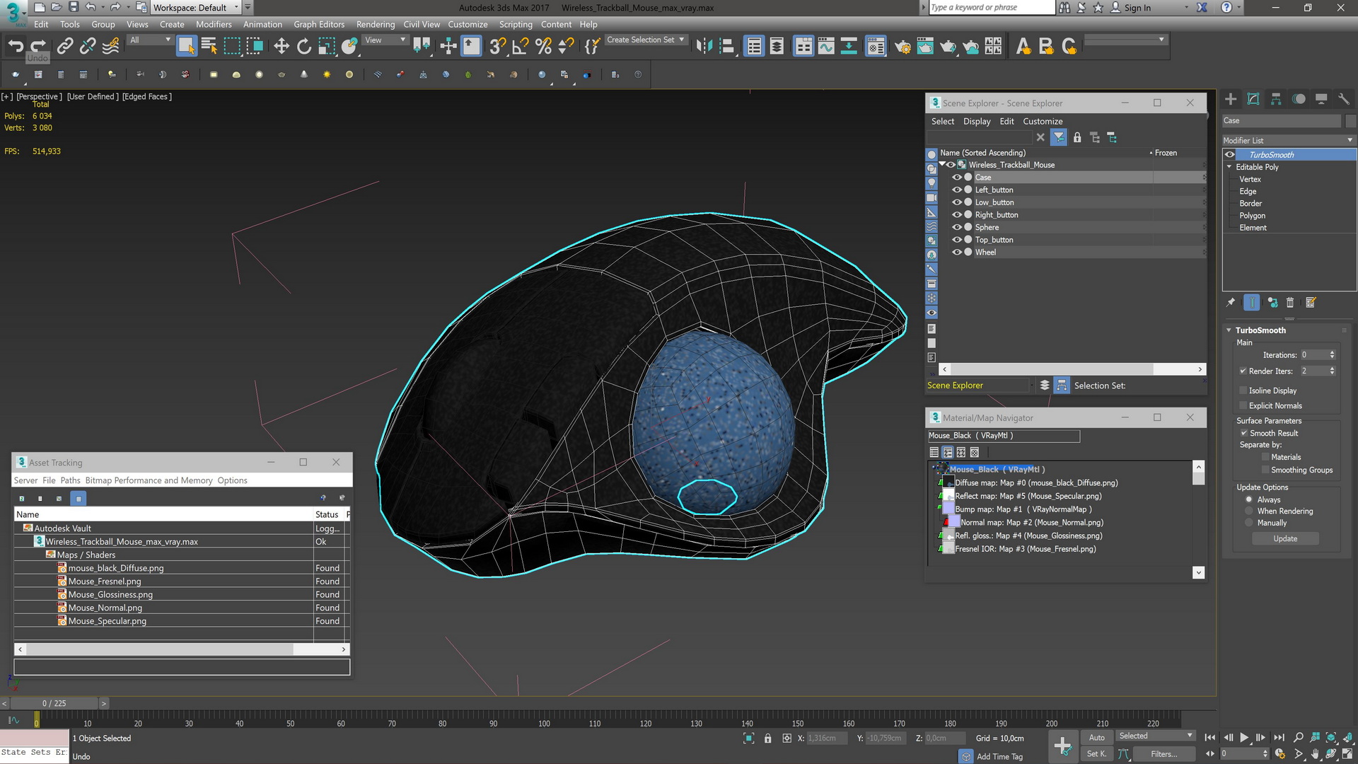 Wireless Trackball Mouse 3D model