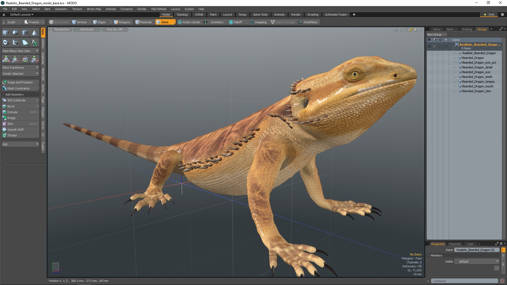 Realistic Bearded Dragon 3D model