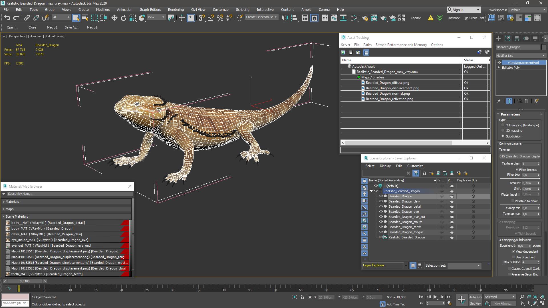 Realistic Bearded Dragon 3D model