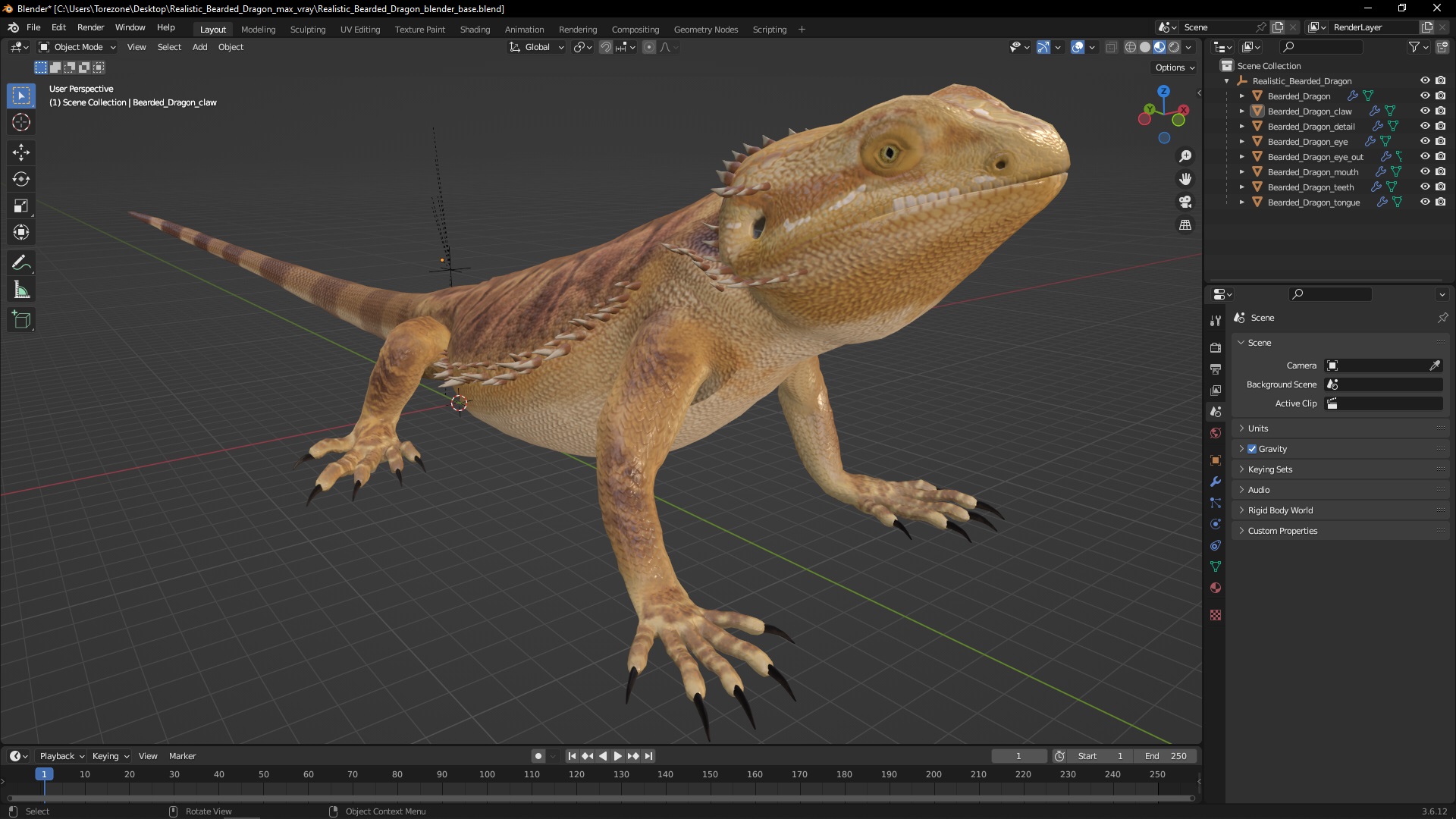 Realistic Bearded Dragon 3D model