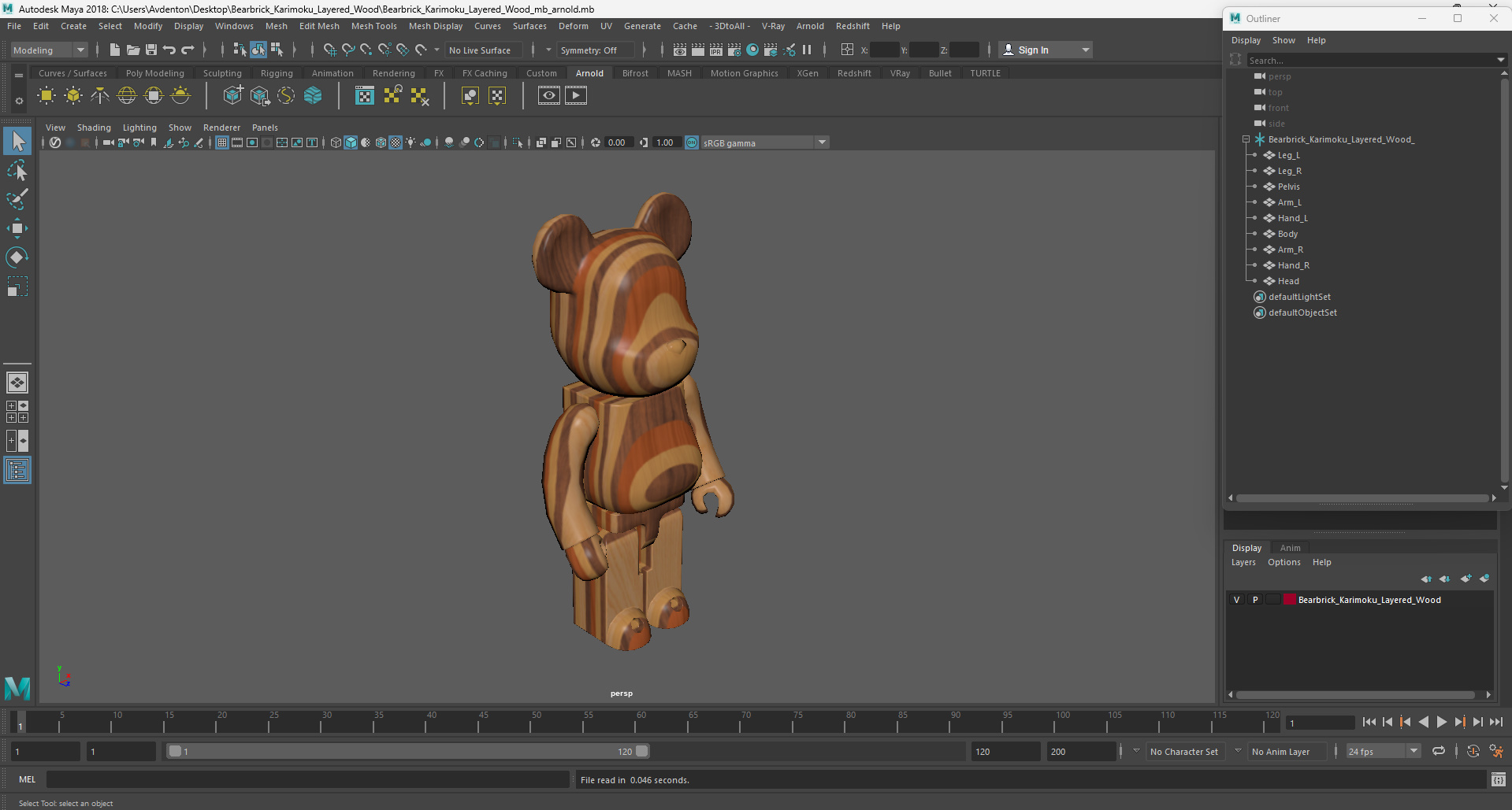 3D Bearbrick Karimoku Layered Wood