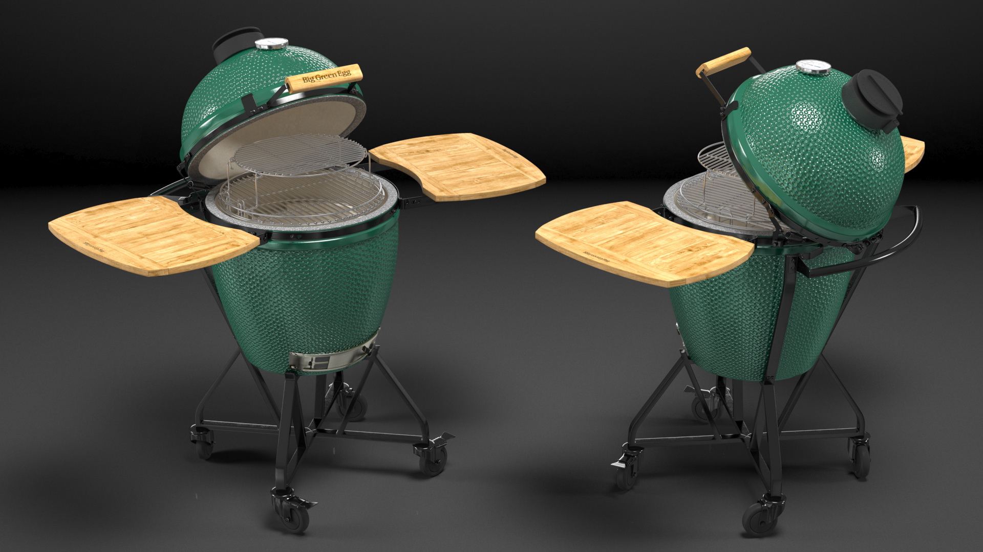 3D Big Green Egg Barbecue Grill Open model