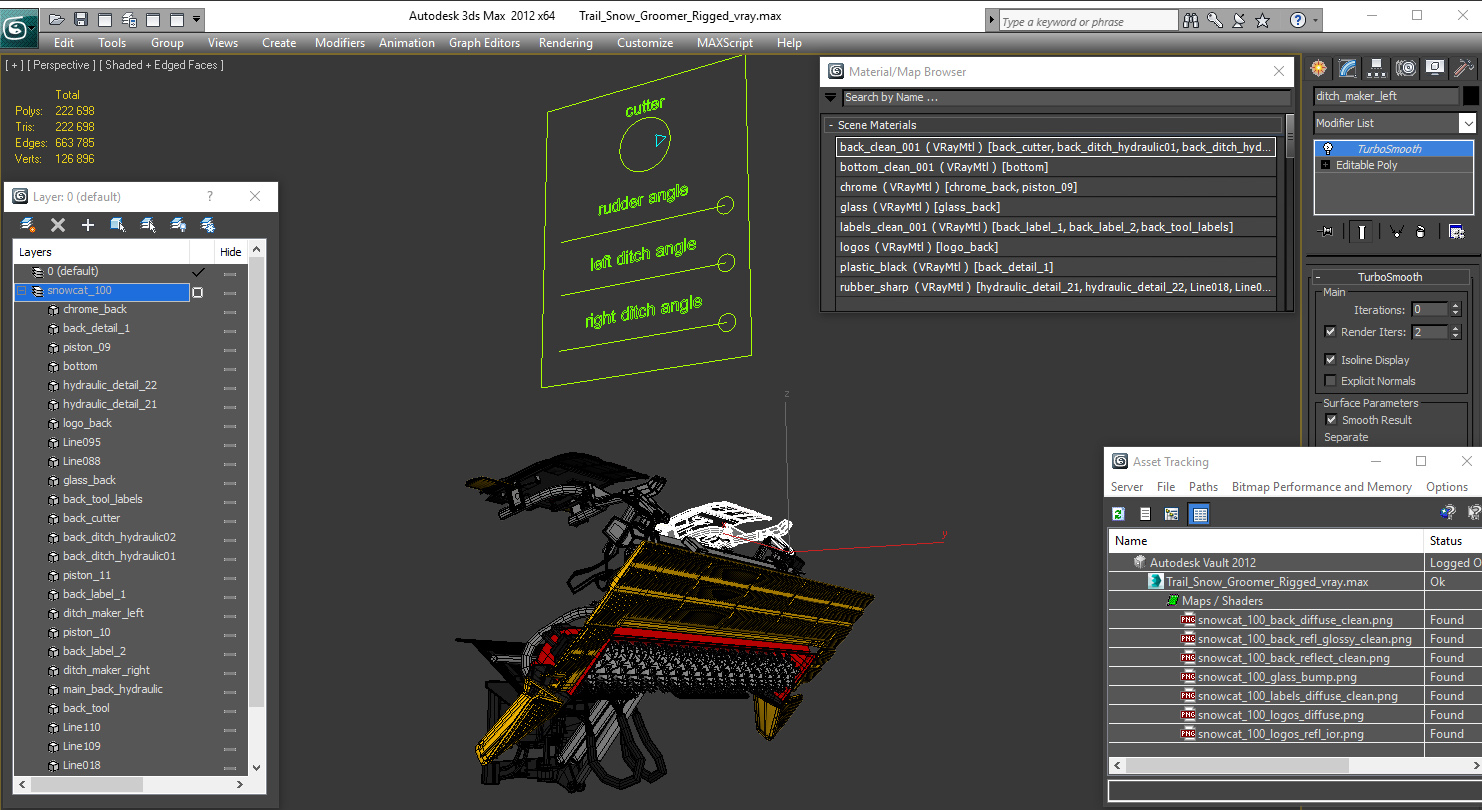 3D model Trail Snow Groomer Rigged