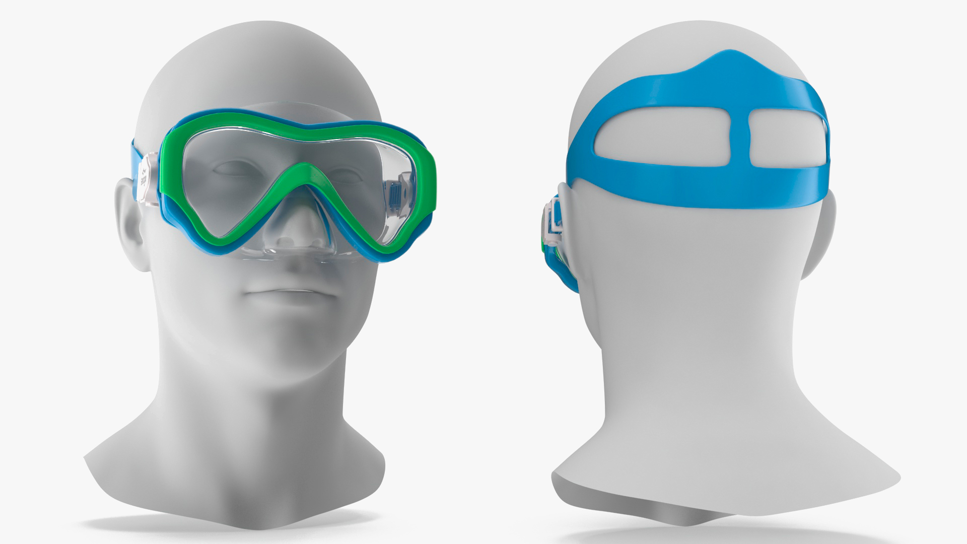 Kids Diving Goggle Seage Blue on Mannequin 3D