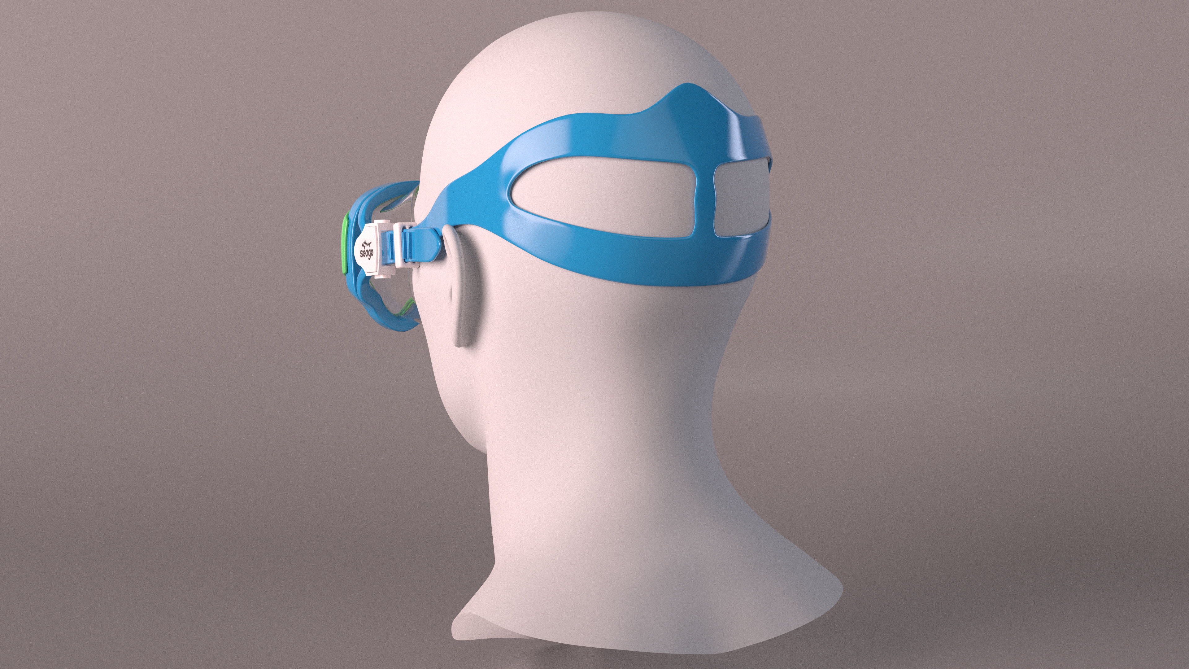 Kids Diving Goggle Seage Blue on Mannequin 3D