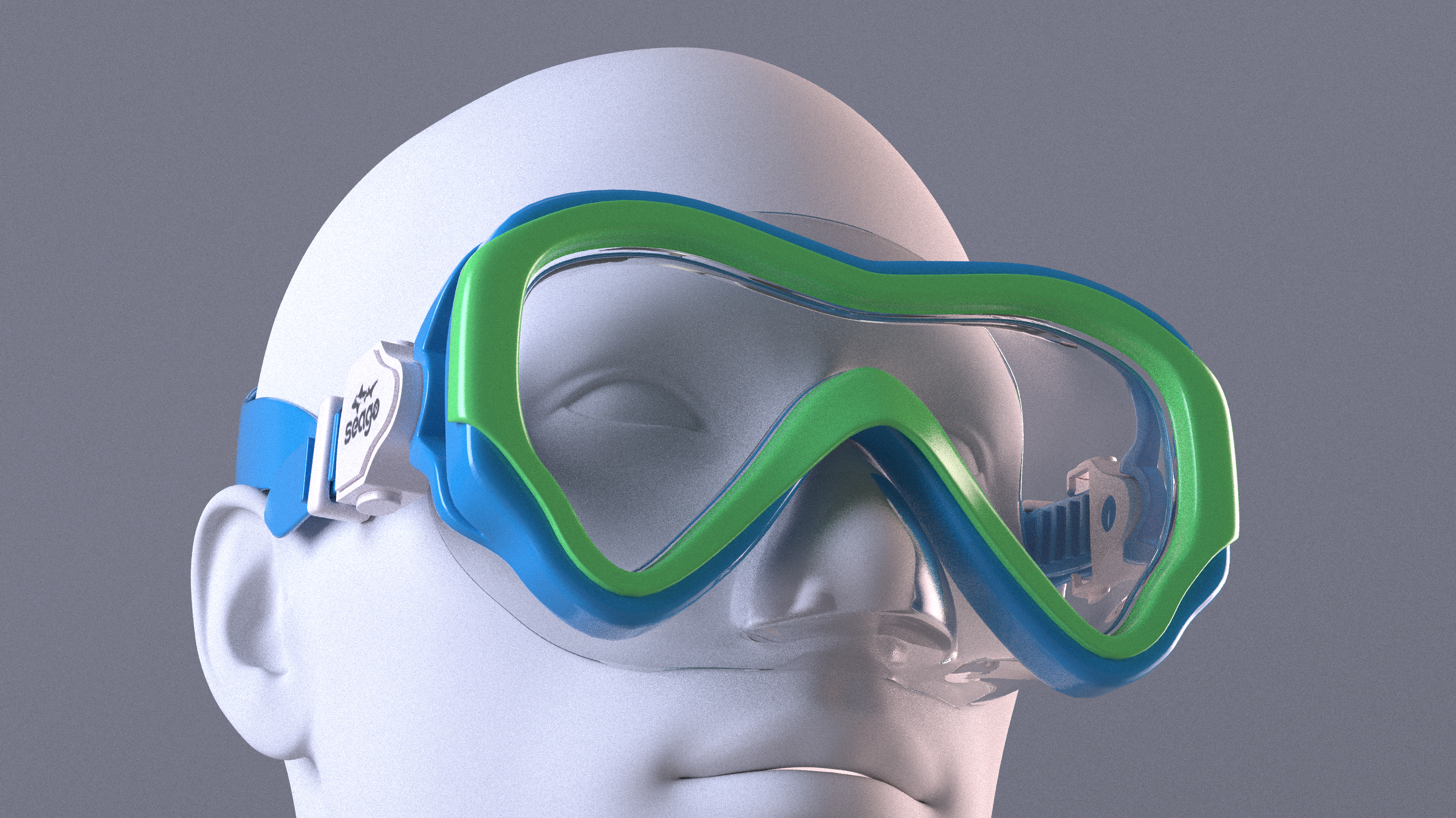 Kids Diving Goggle Seage Blue on Mannequin 3D