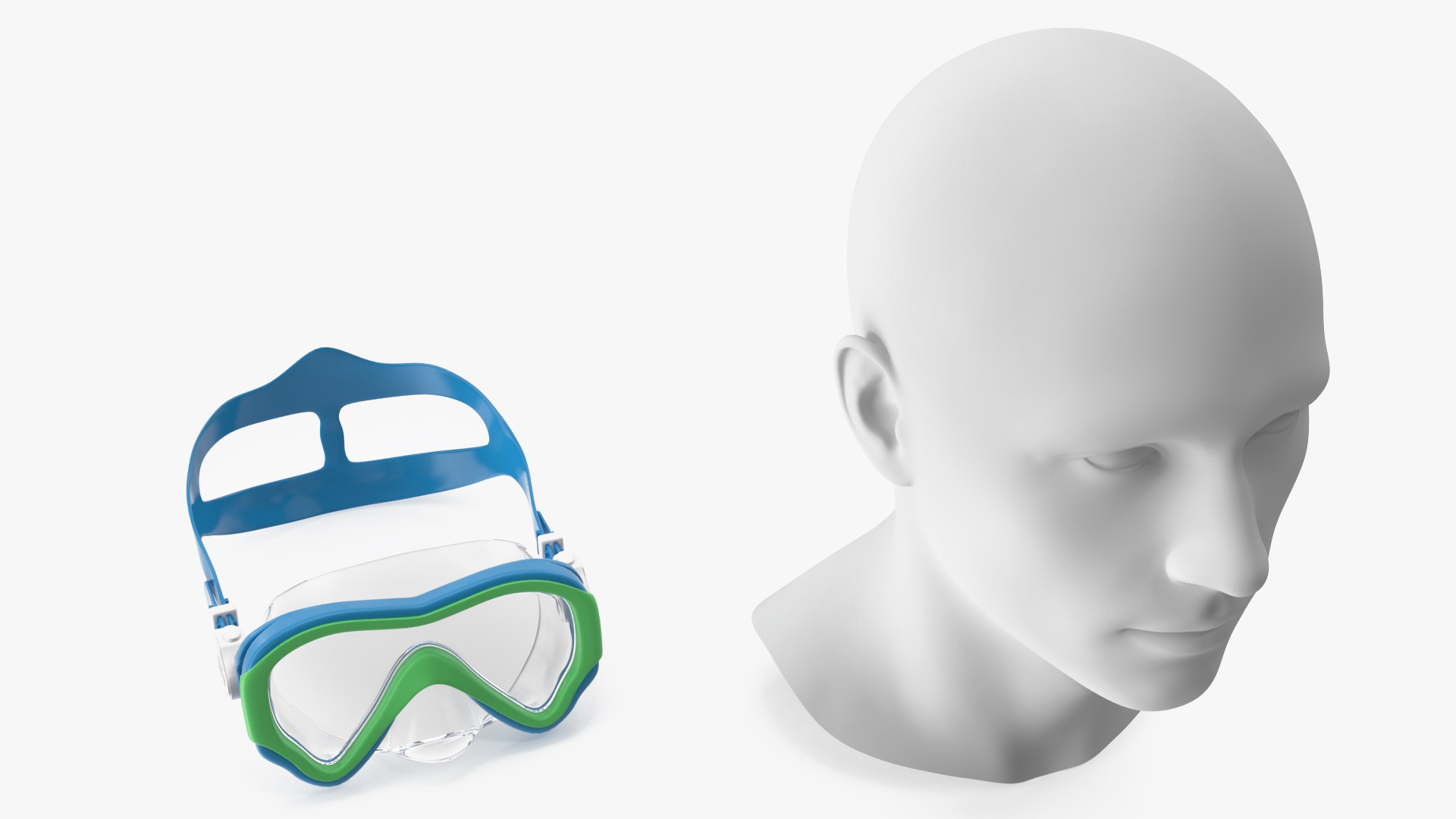 Kids Diving Goggle Seage Blue on Mannequin 3D