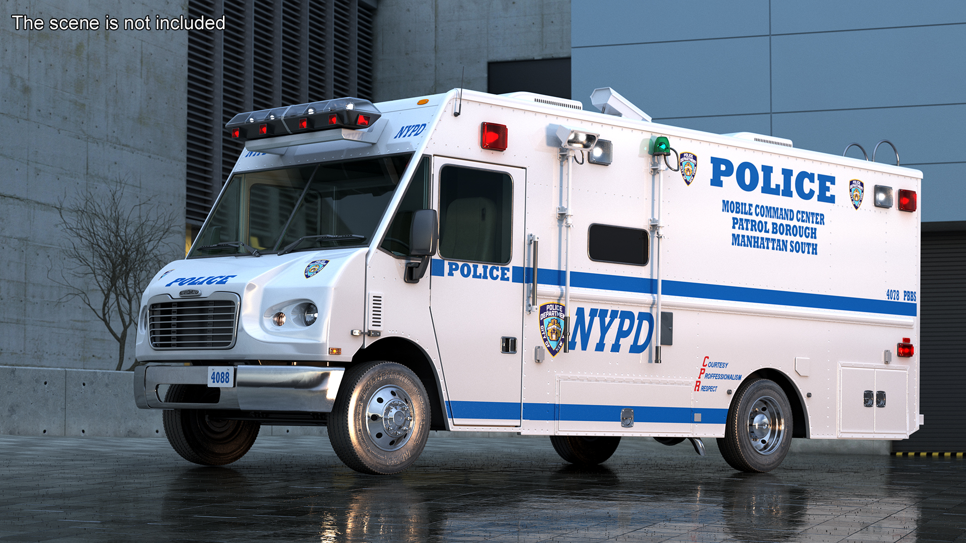 NYPD Mobile Command Center Lights On Simple Interior 3D