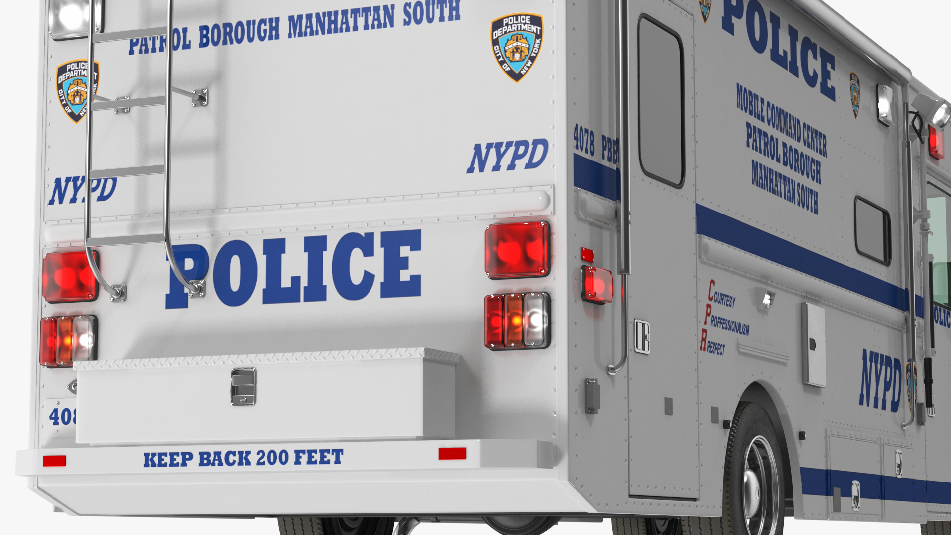 NYPD Mobile Command Center Lights On Simple Interior 3D