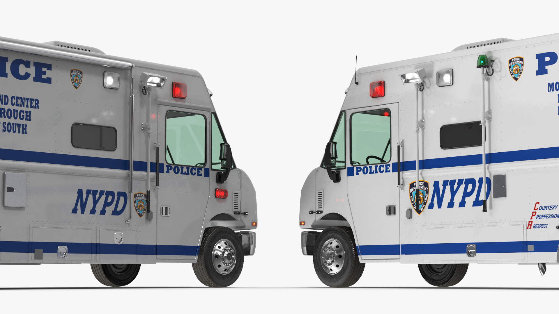 NYPD Mobile Command Center Lights On Simple Interior 3D