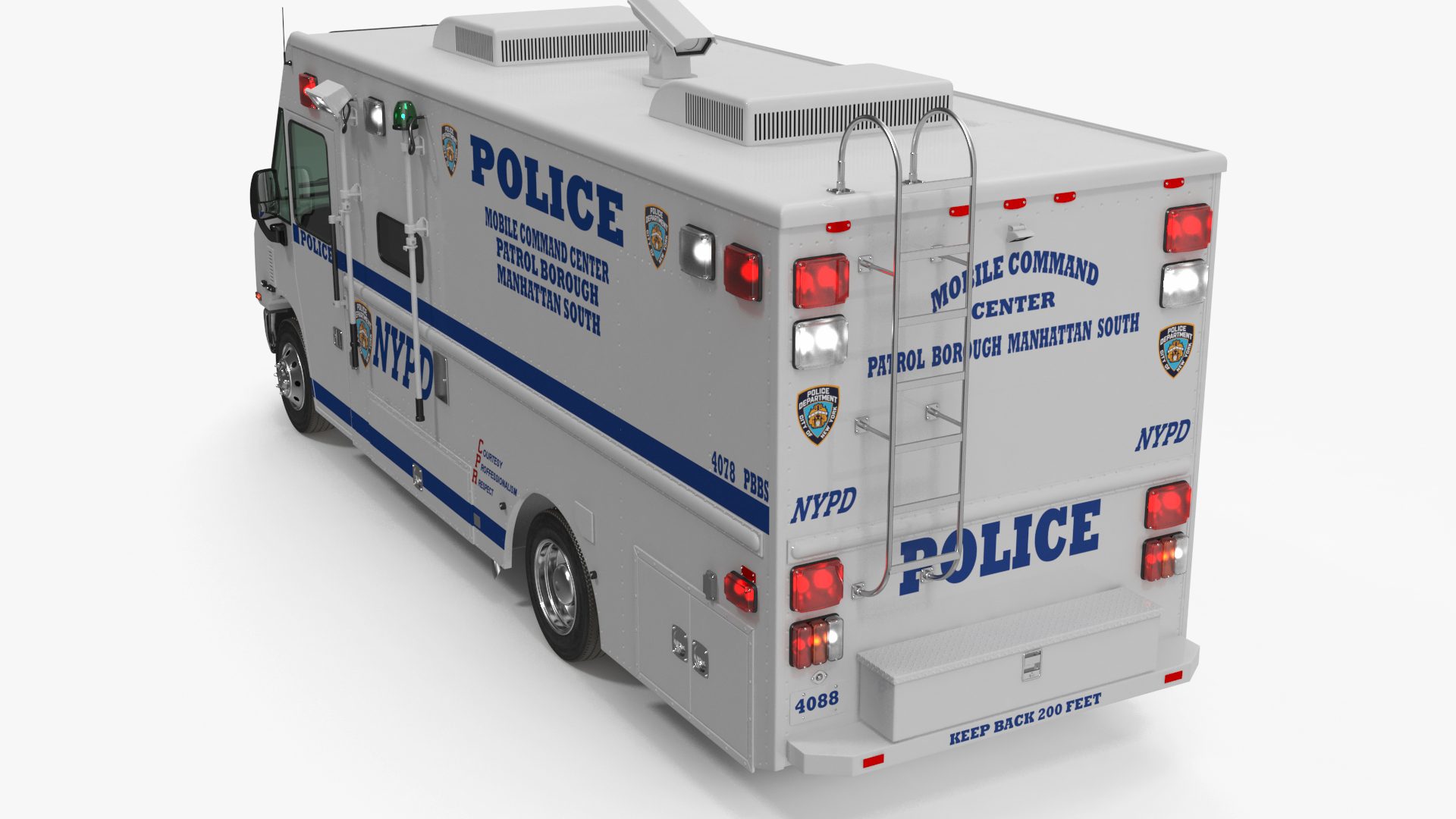 NYPD Mobile Command Center Lights On Simple Interior 3D