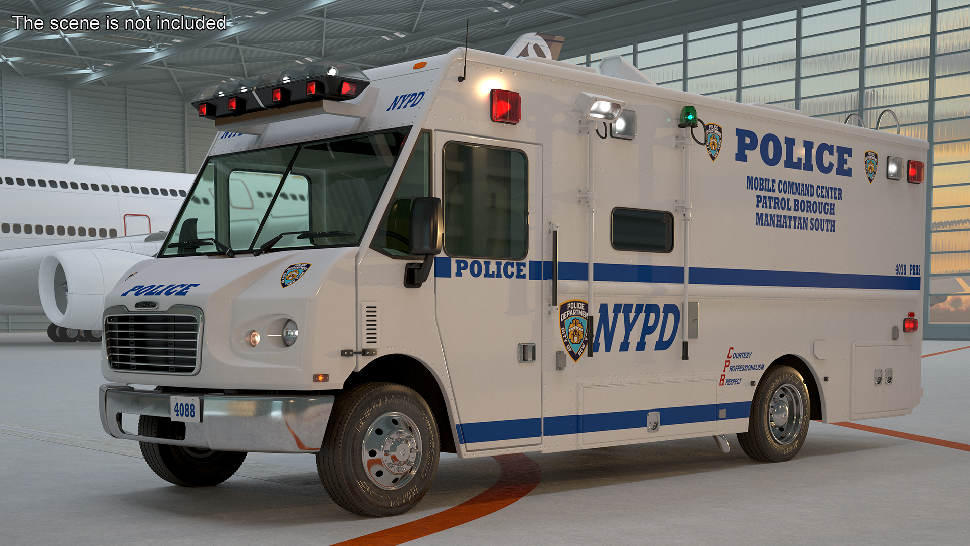 NYPD Mobile Command Center Lights On Simple Interior 3D