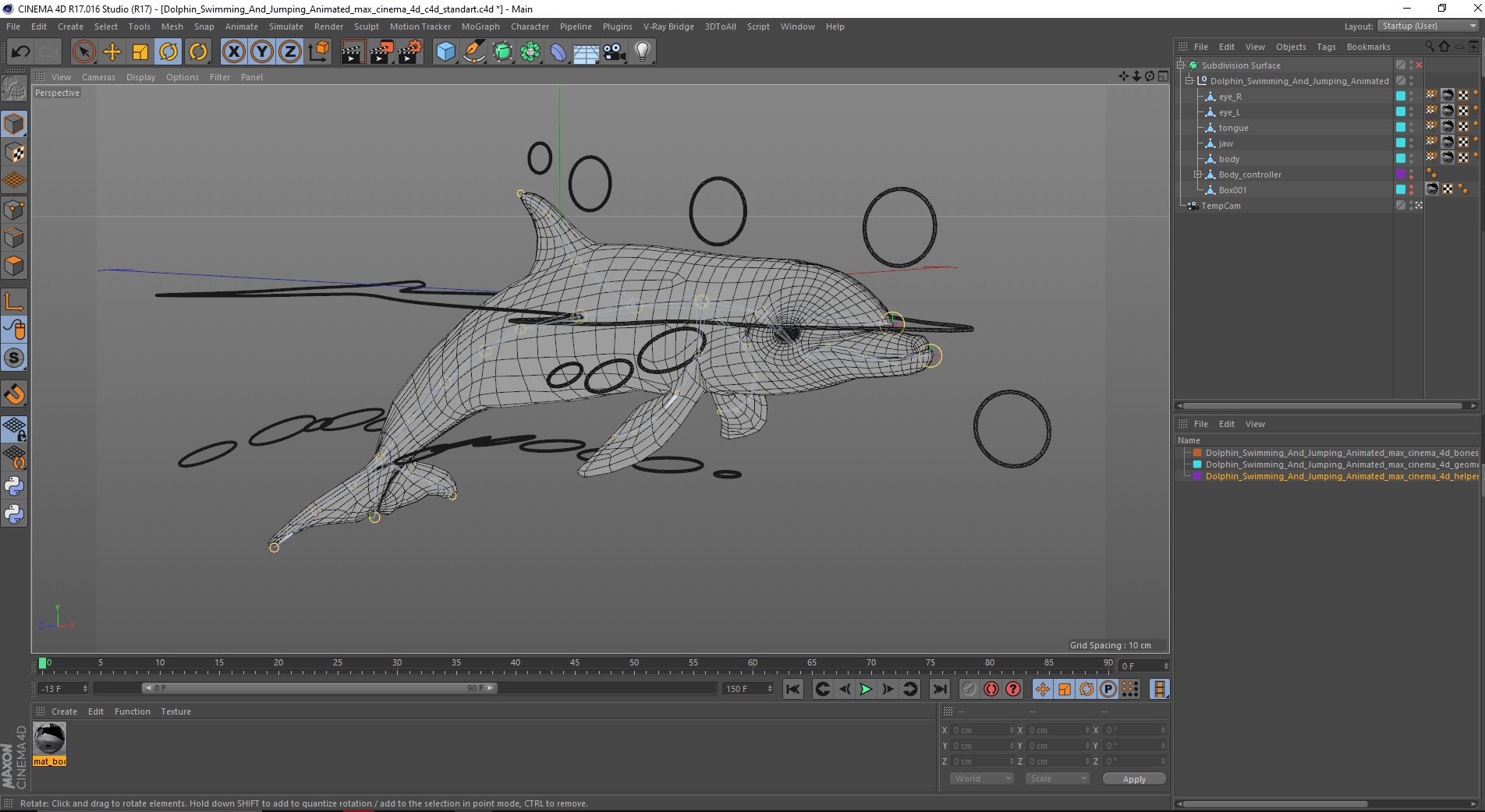 3D Dolphin Swimming And Jumping Animated for Cinema 4D