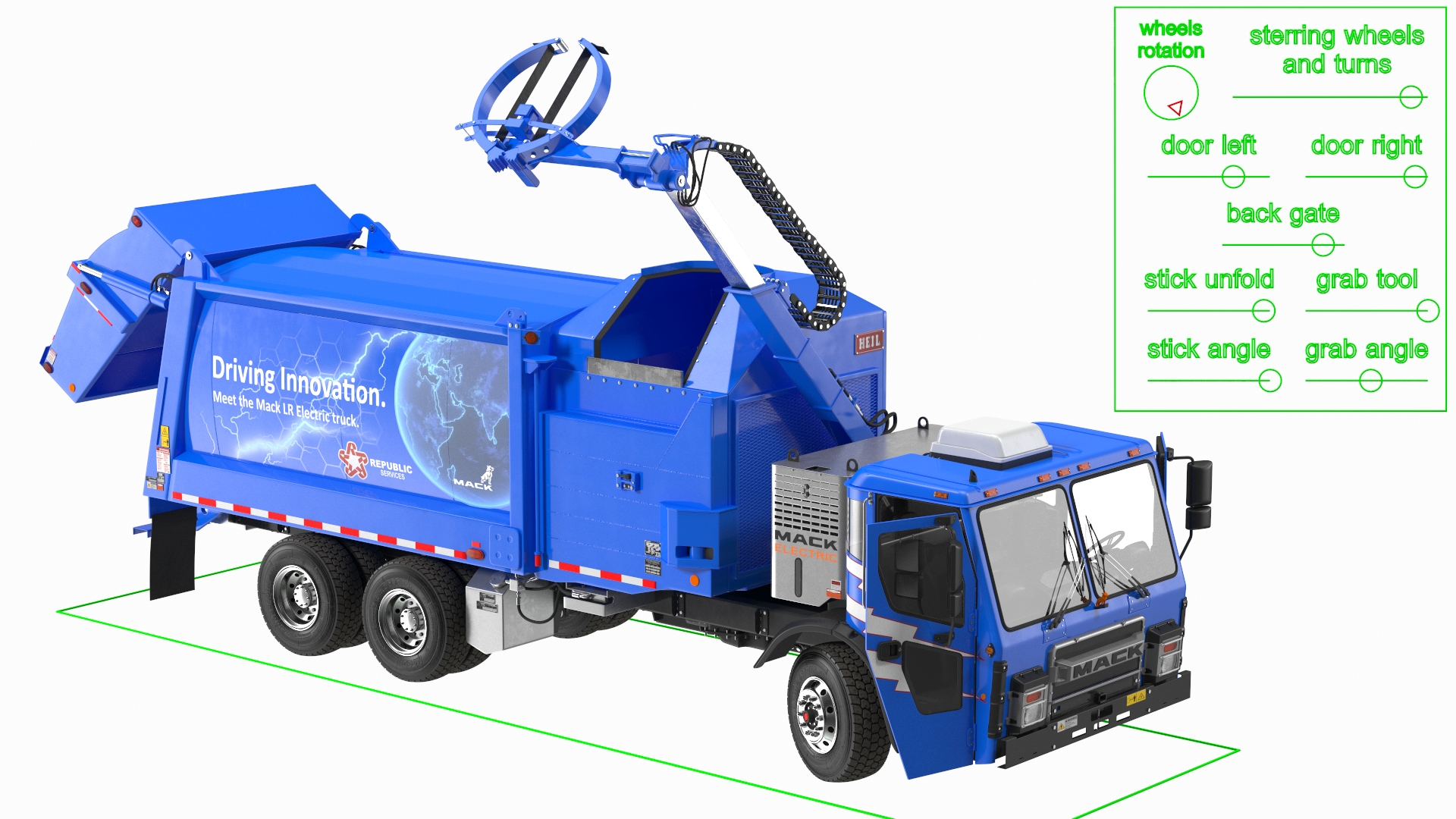 3D Mack LR Electric Blue Simple Interior Rigged for Cinema 4D model