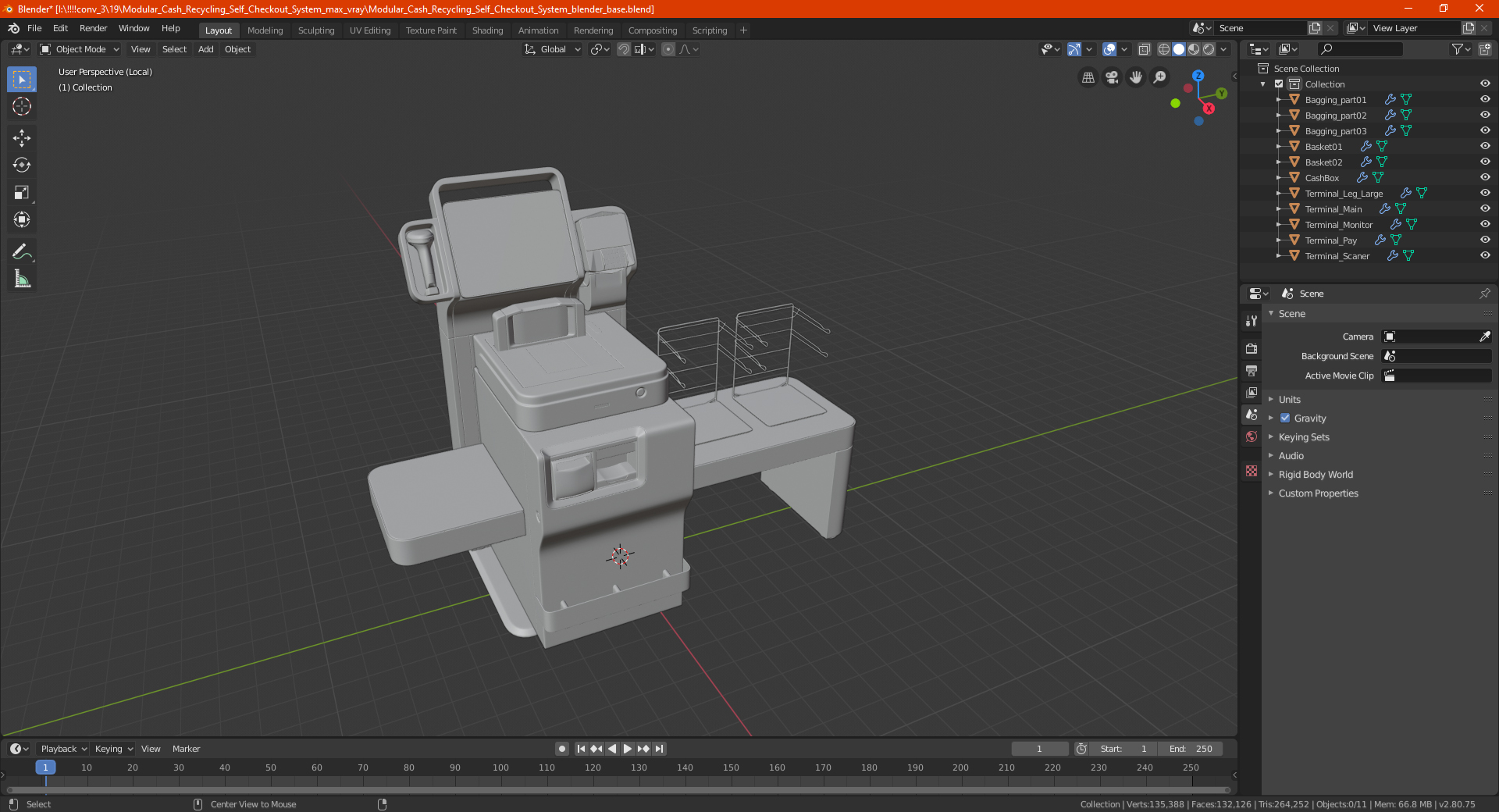 3D Modular Cash Recycling Self Checkout System model