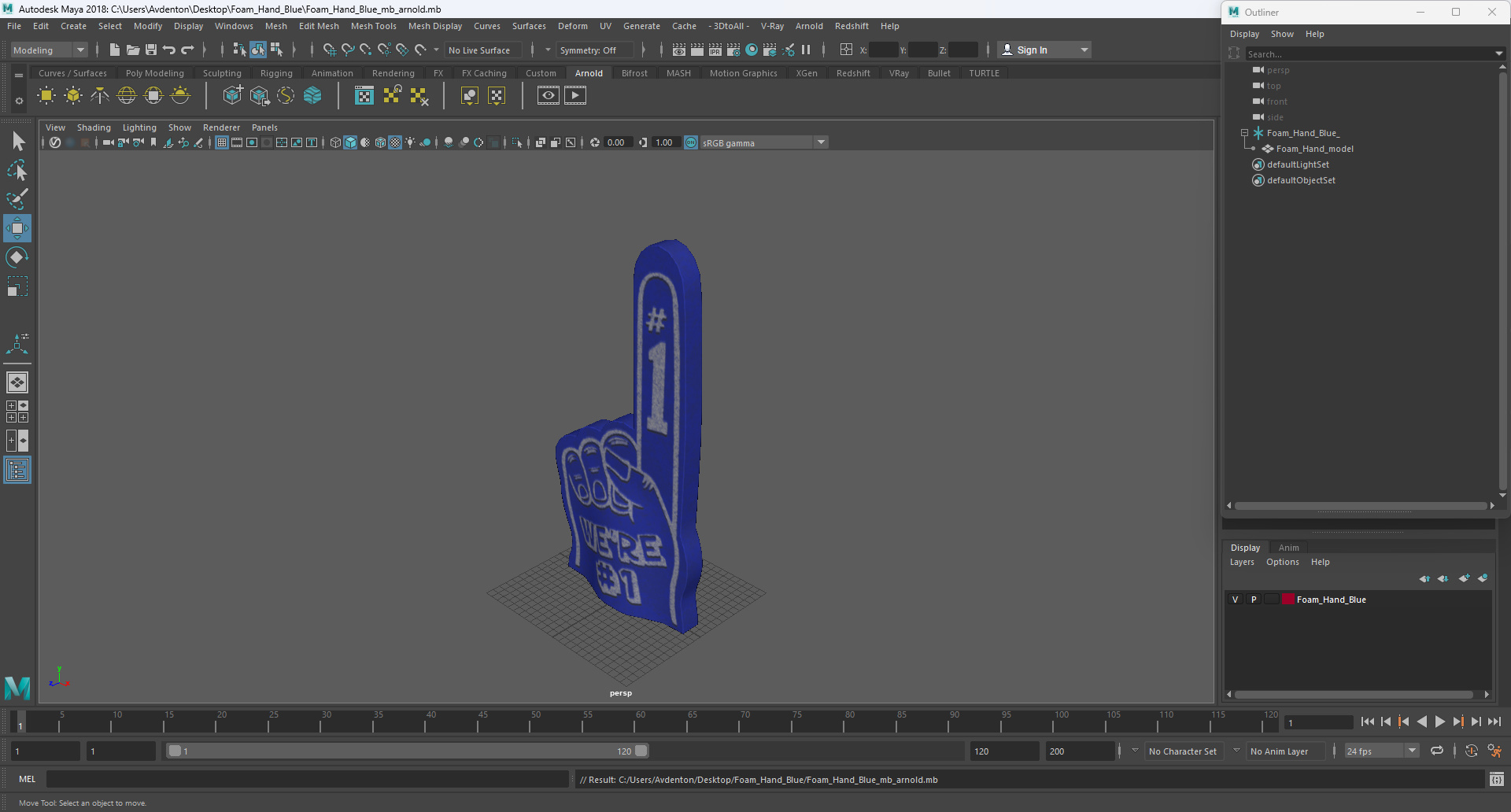 Foam Hand Blue 3D model