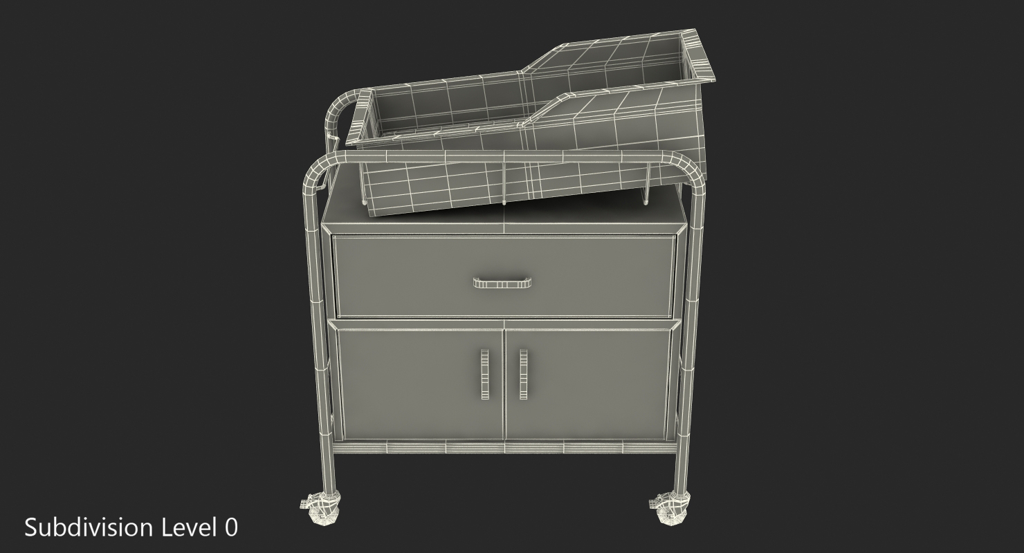 Hospital Bassinet Carrier With Drawer and Bottom Shelf 3D model