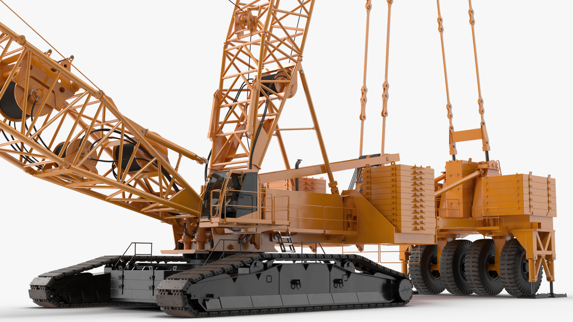 3D model Crawler Crane with Lattice Boom for Construction Rigged