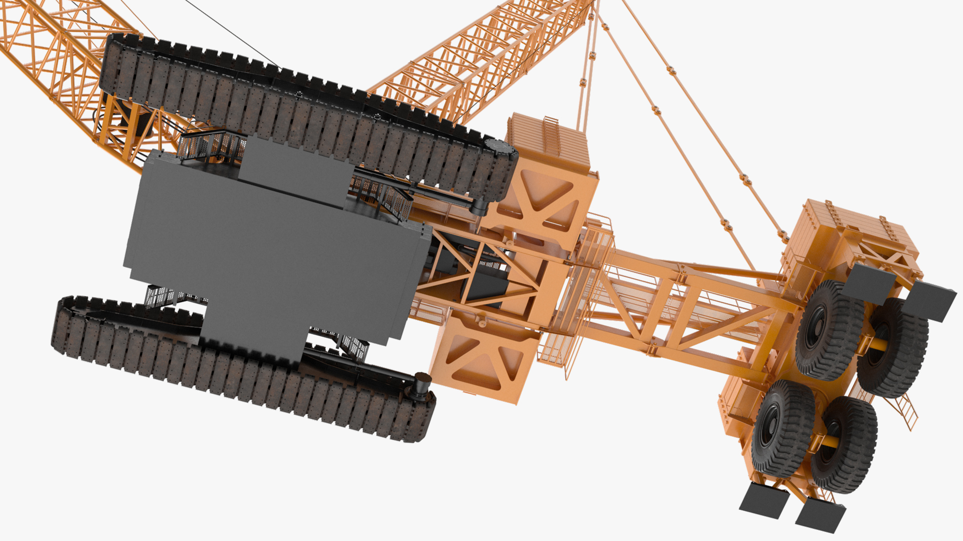 3D model Crawler Crane with Lattice Boom for Construction Rigged