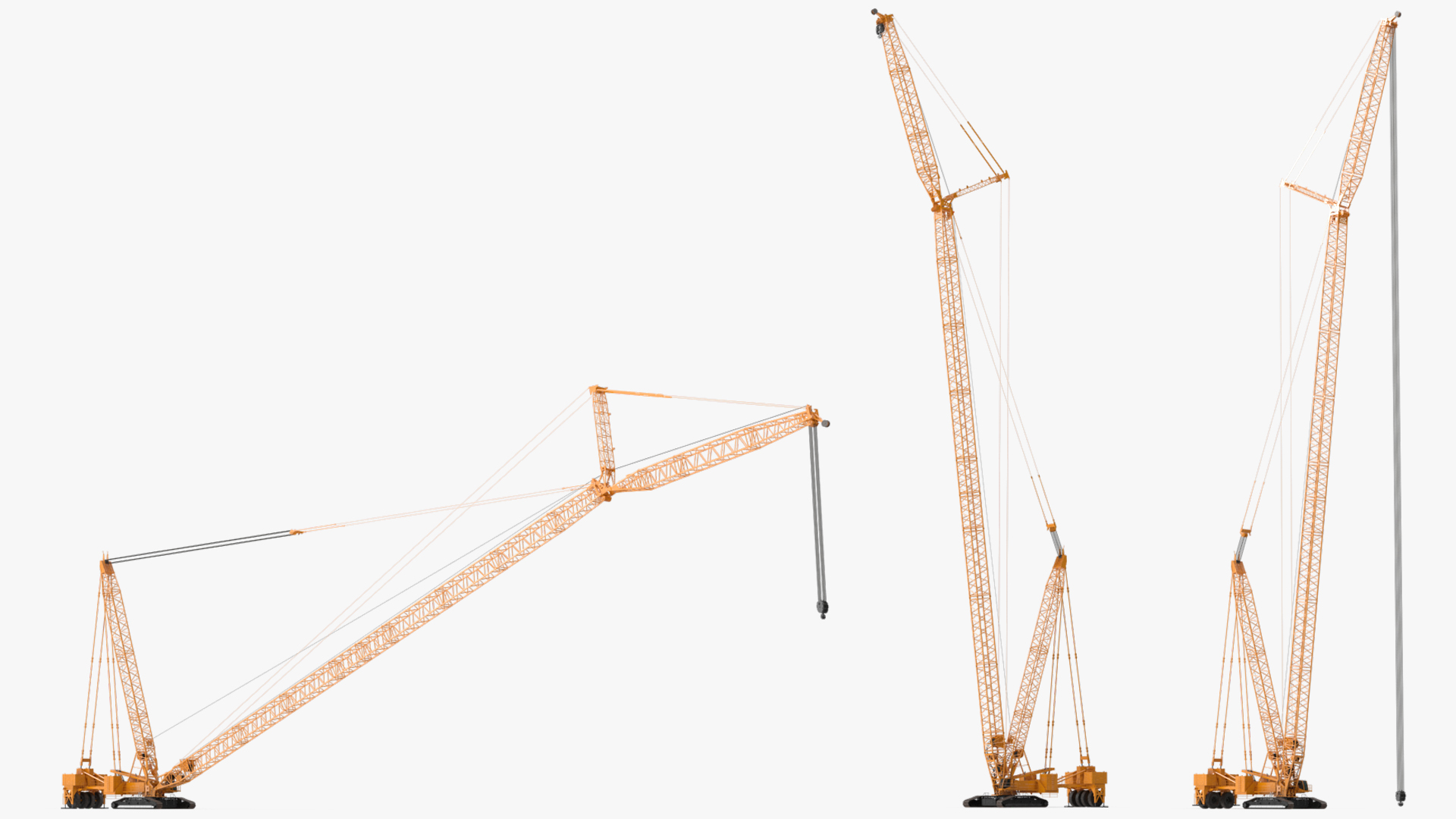 3D model Crawler Crane with Lattice Boom for Construction Rigged