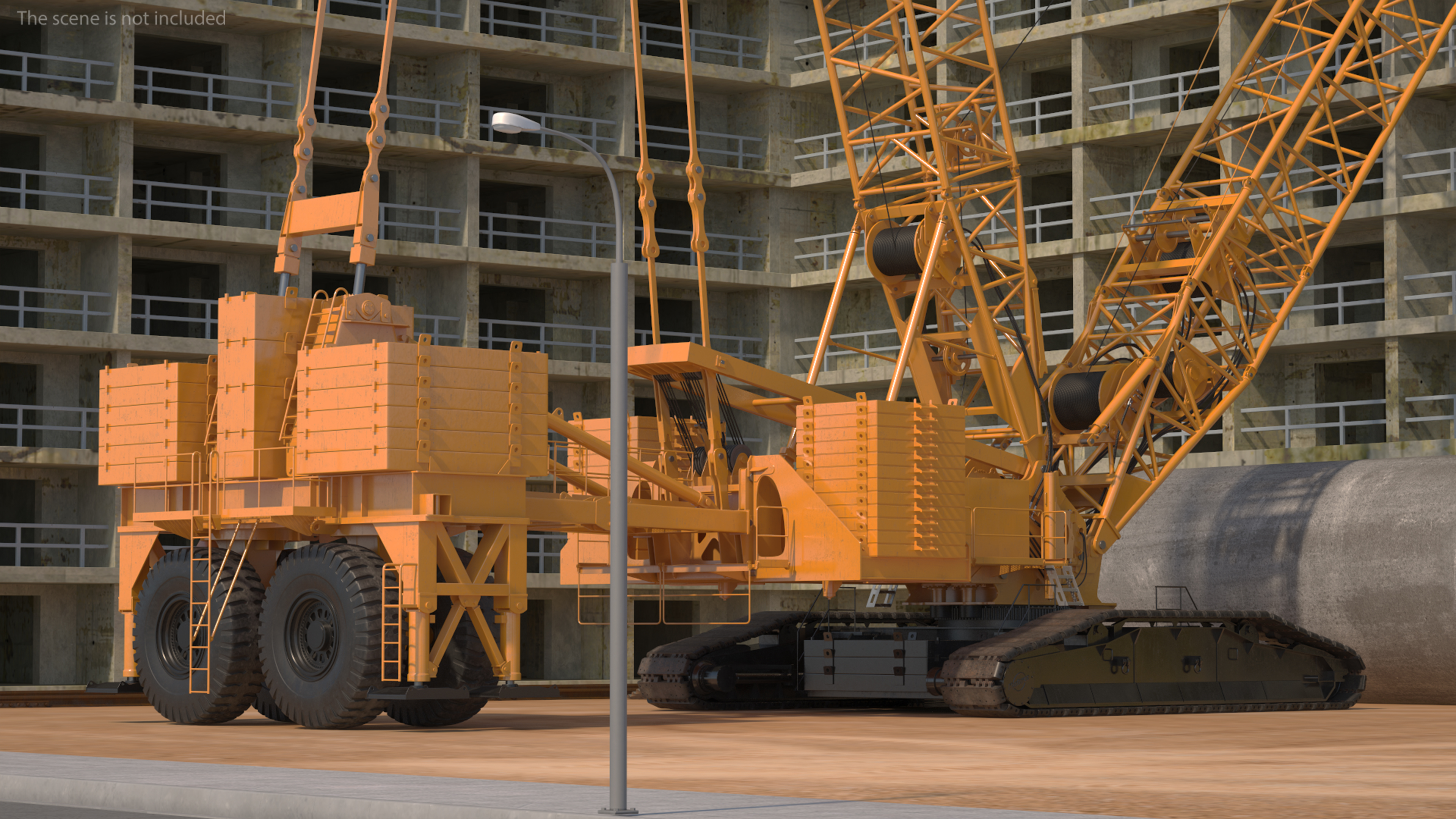 3D model Crawler Crane with Lattice Boom for Construction Rigged