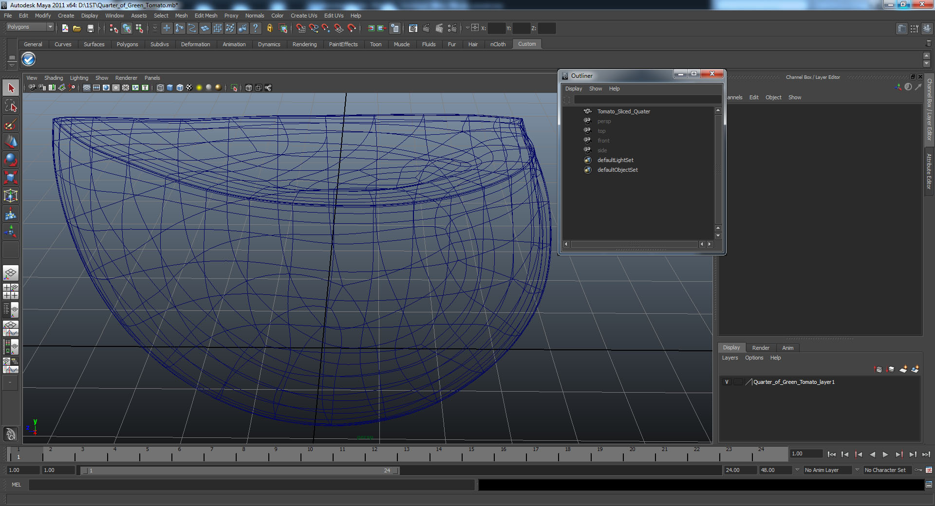 3D Quarter of Green Tomato model