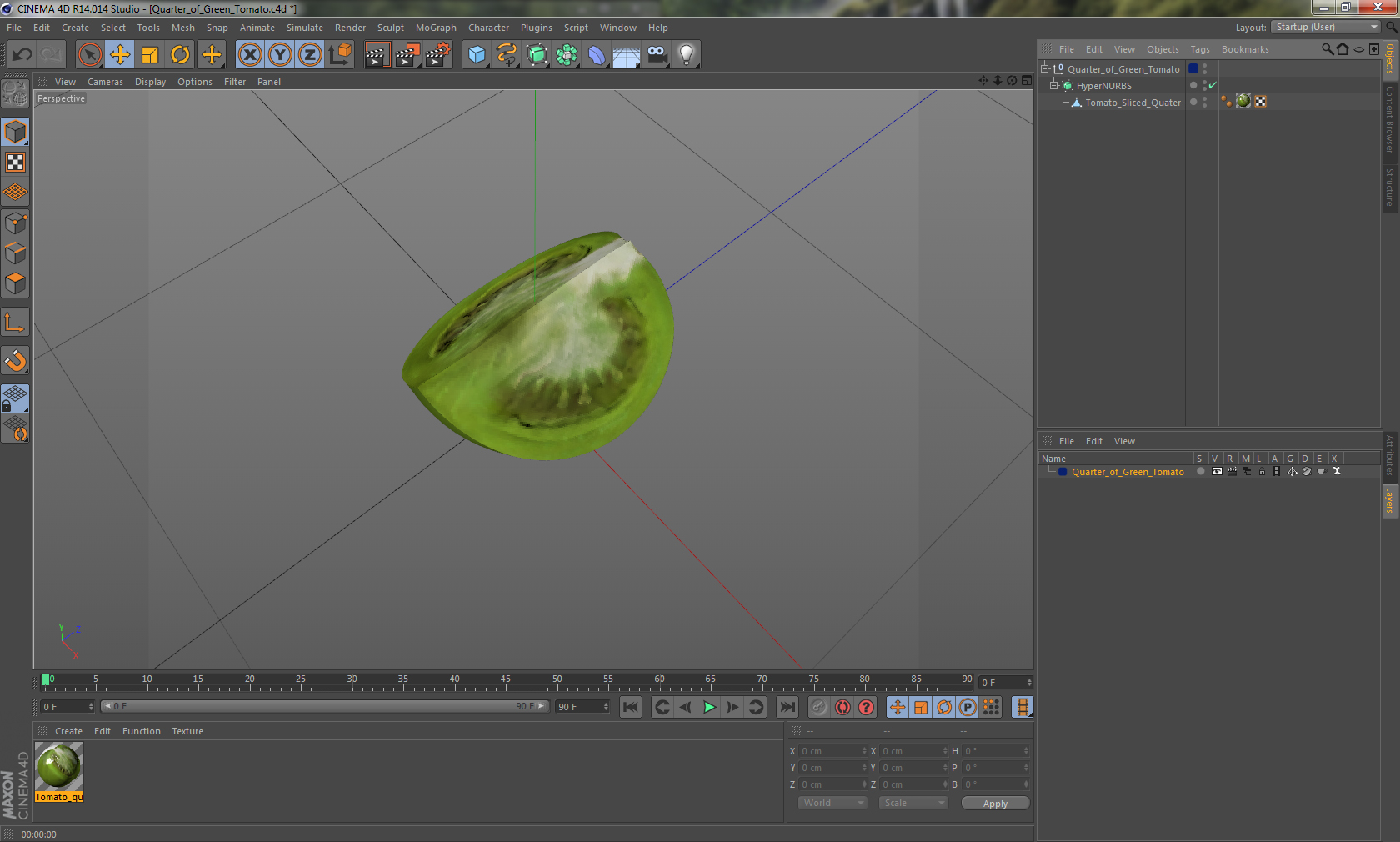 3D Quarter of Green Tomato model