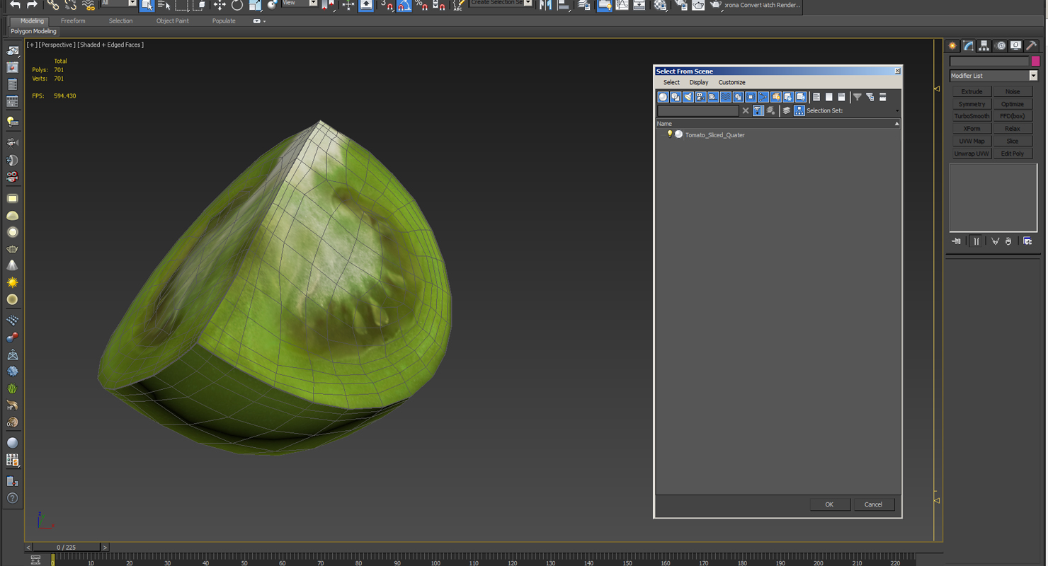 3D Quarter of Green Tomato model