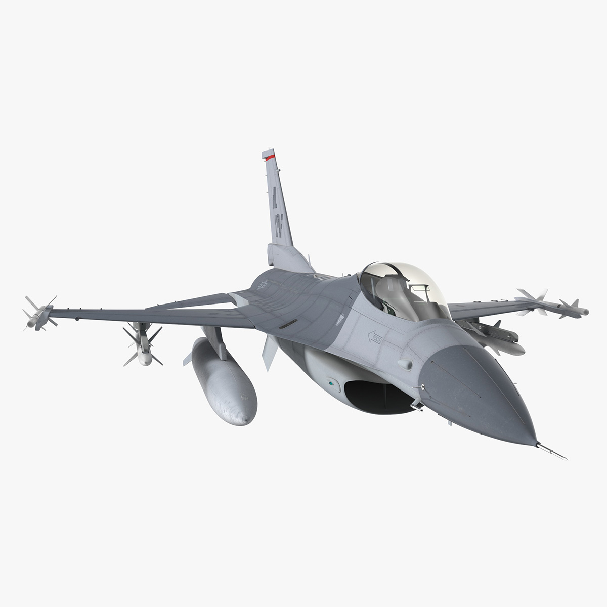 Fighter F-16 with Missile Launcher LAU-129 Rigged 3D model