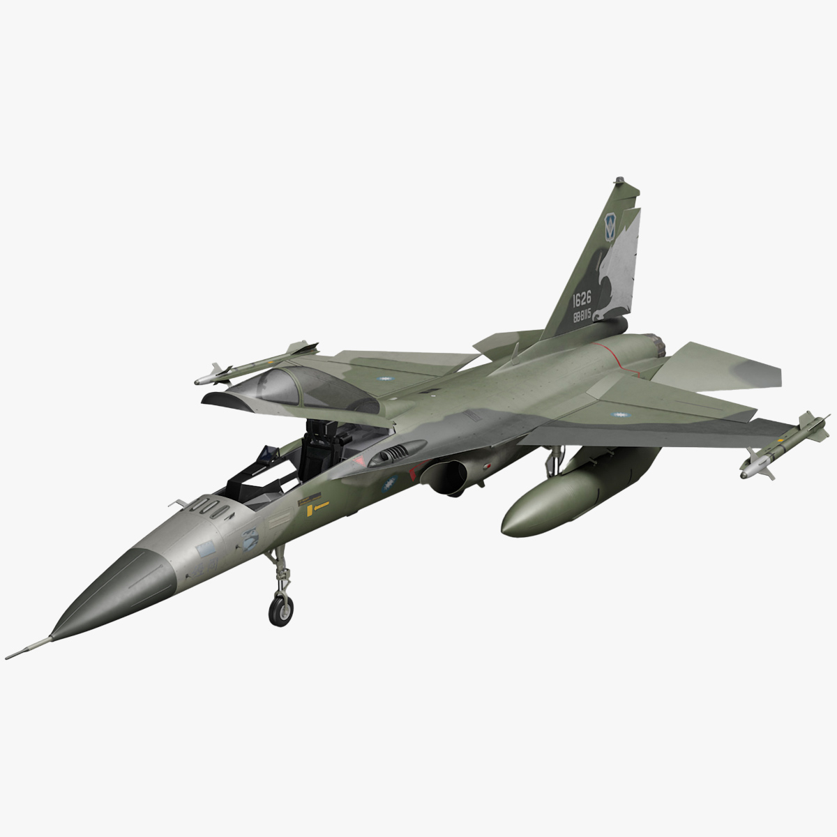 3D model AIDC F-CK-1 Ching-Kuo Fighter Jet Green Rigged for Maya