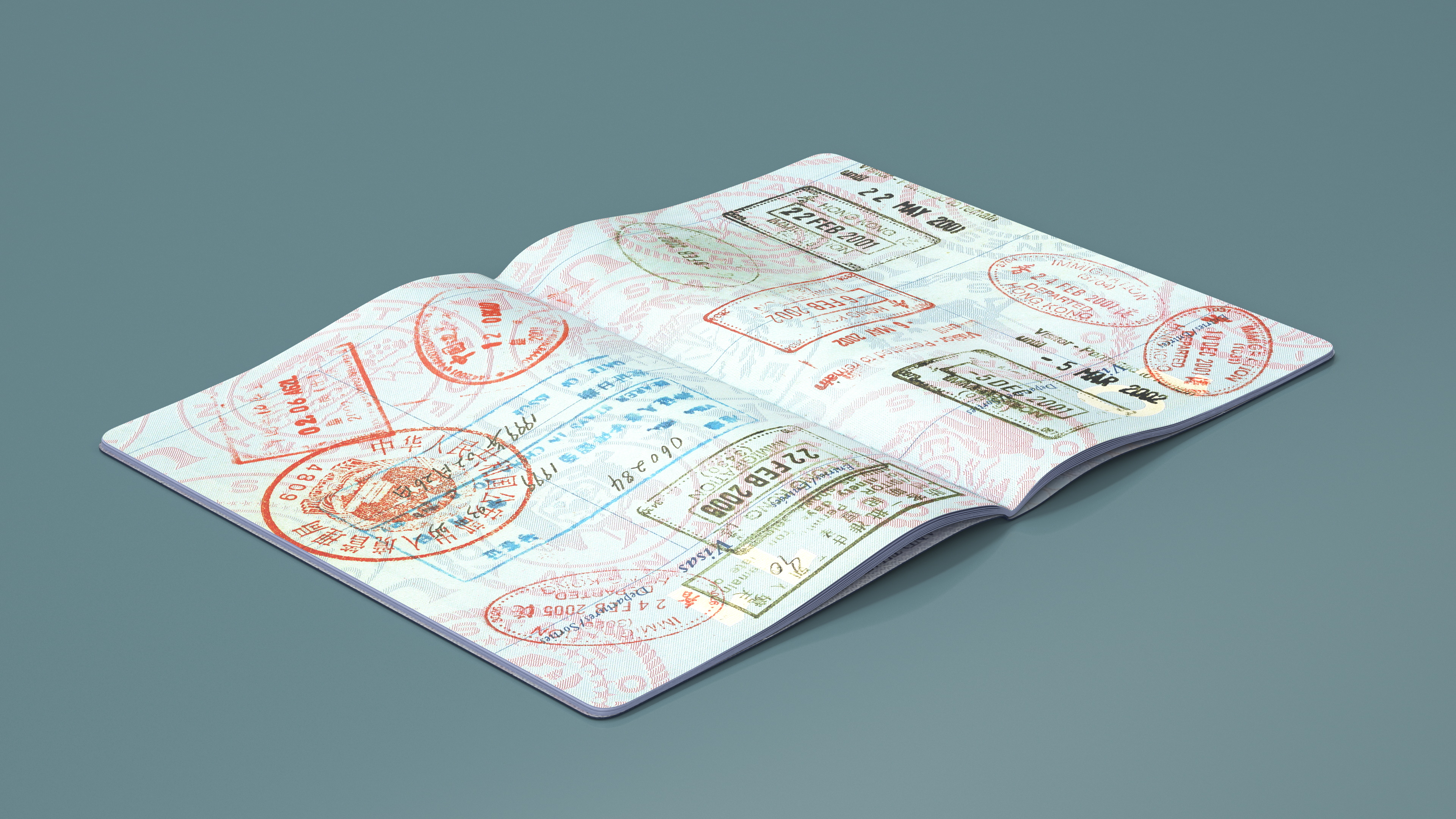 3D Passport of US with Travel Stamps model