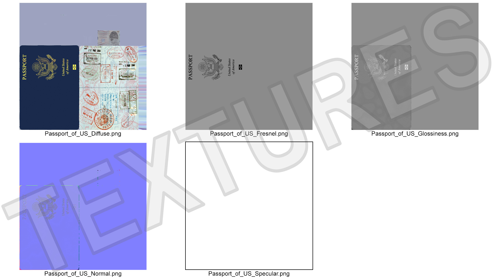 3D Passport of US with Travel Stamps model