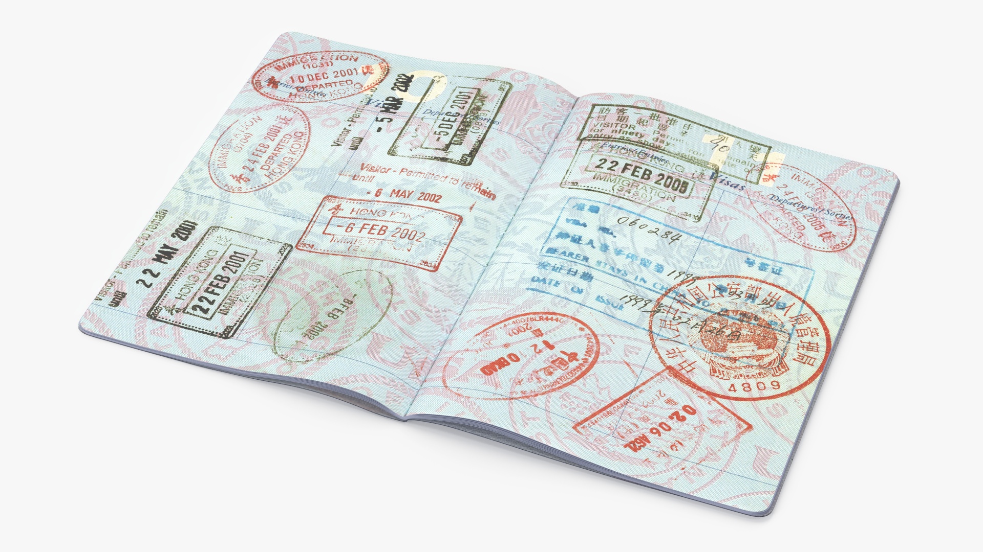 3D Passport of US with Travel Stamps model