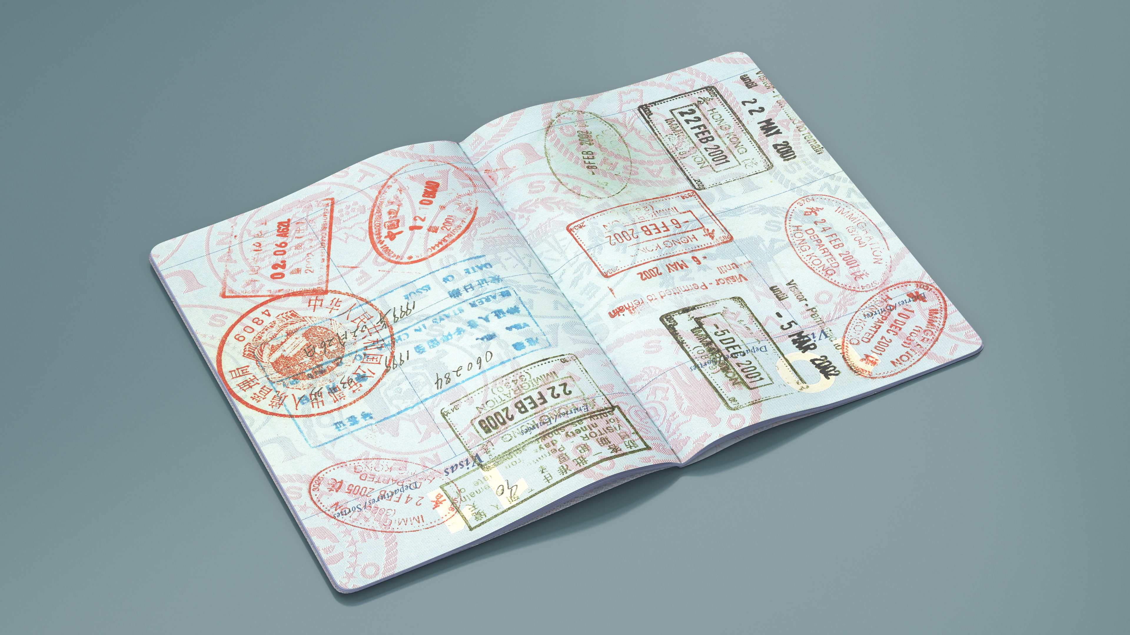 3D Passport of US with Travel Stamps model