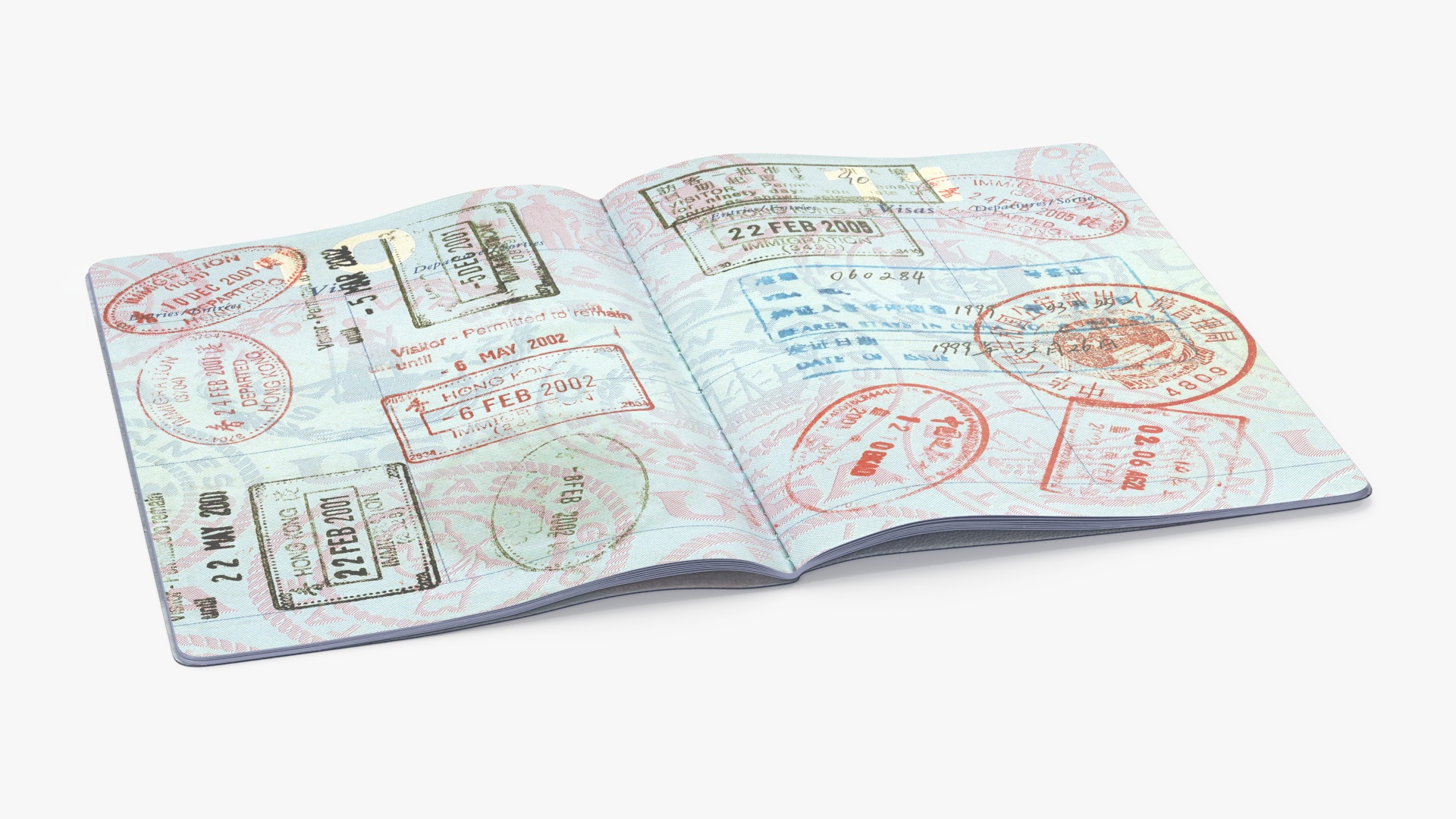 3D Passport of US with Travel Stamps model