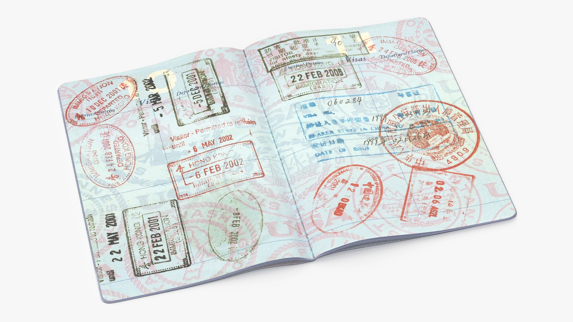 3D Passport of US with Travel Stamps model