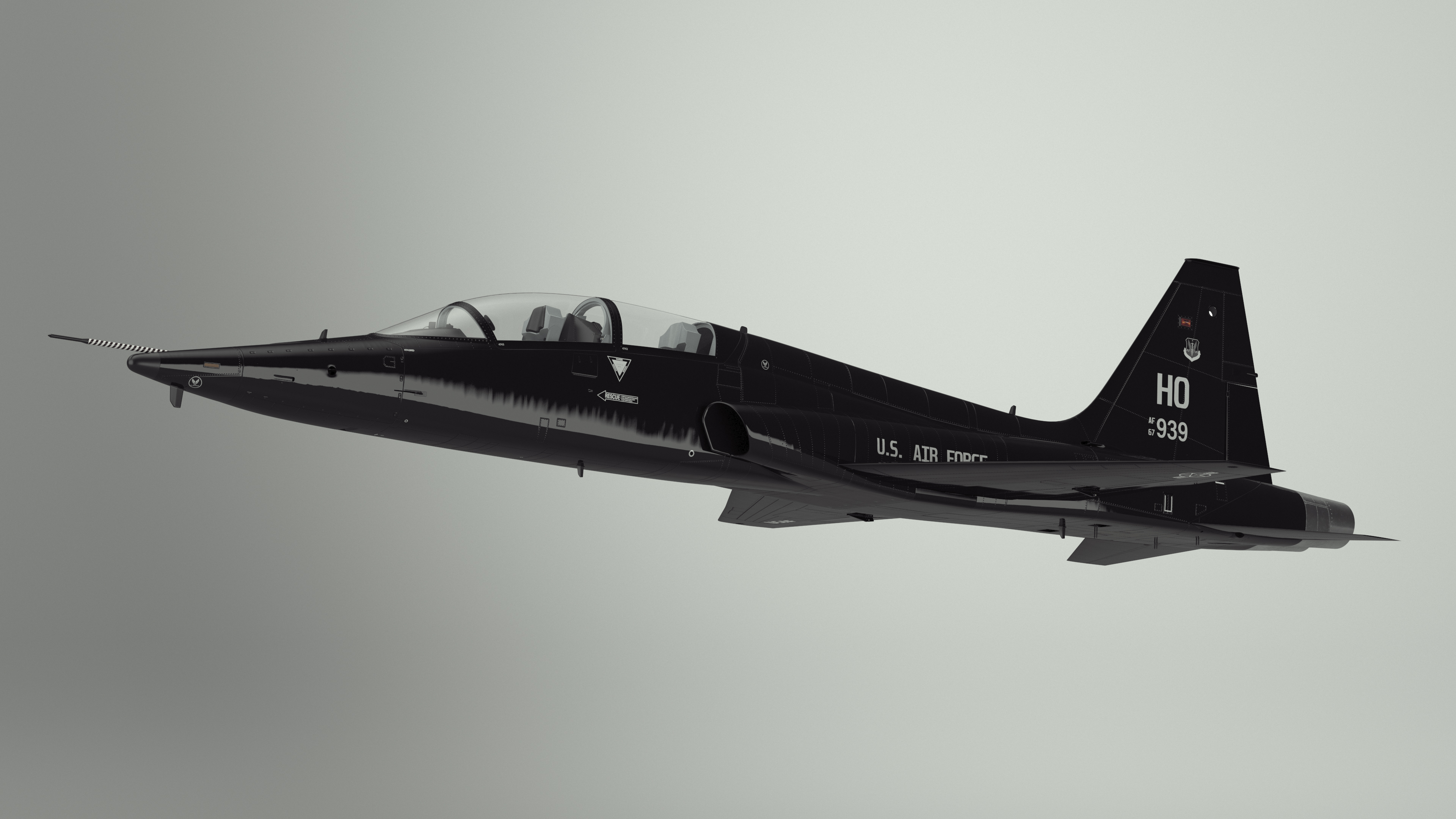 Jet Trainer T-38 Talon USAF Black Simple Interior 3D model