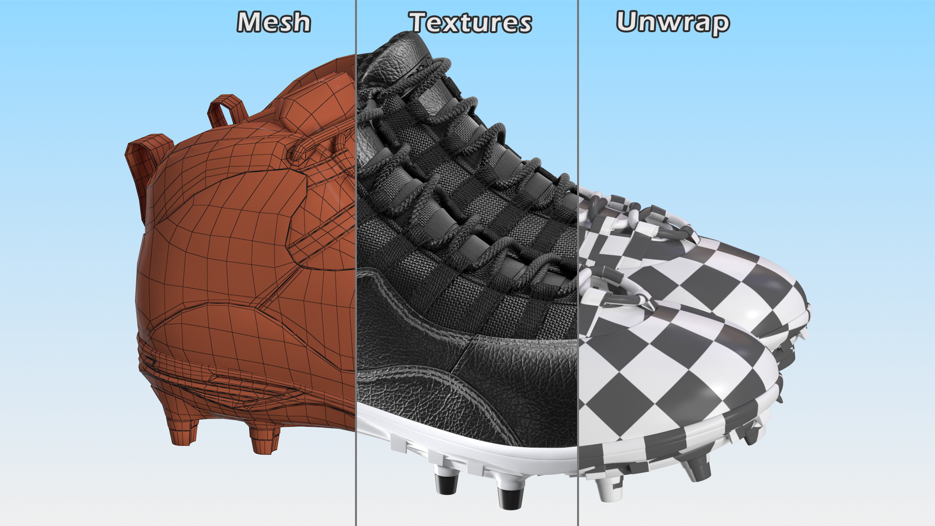 3D model Air Jordan 10 Baseball Cleats Black