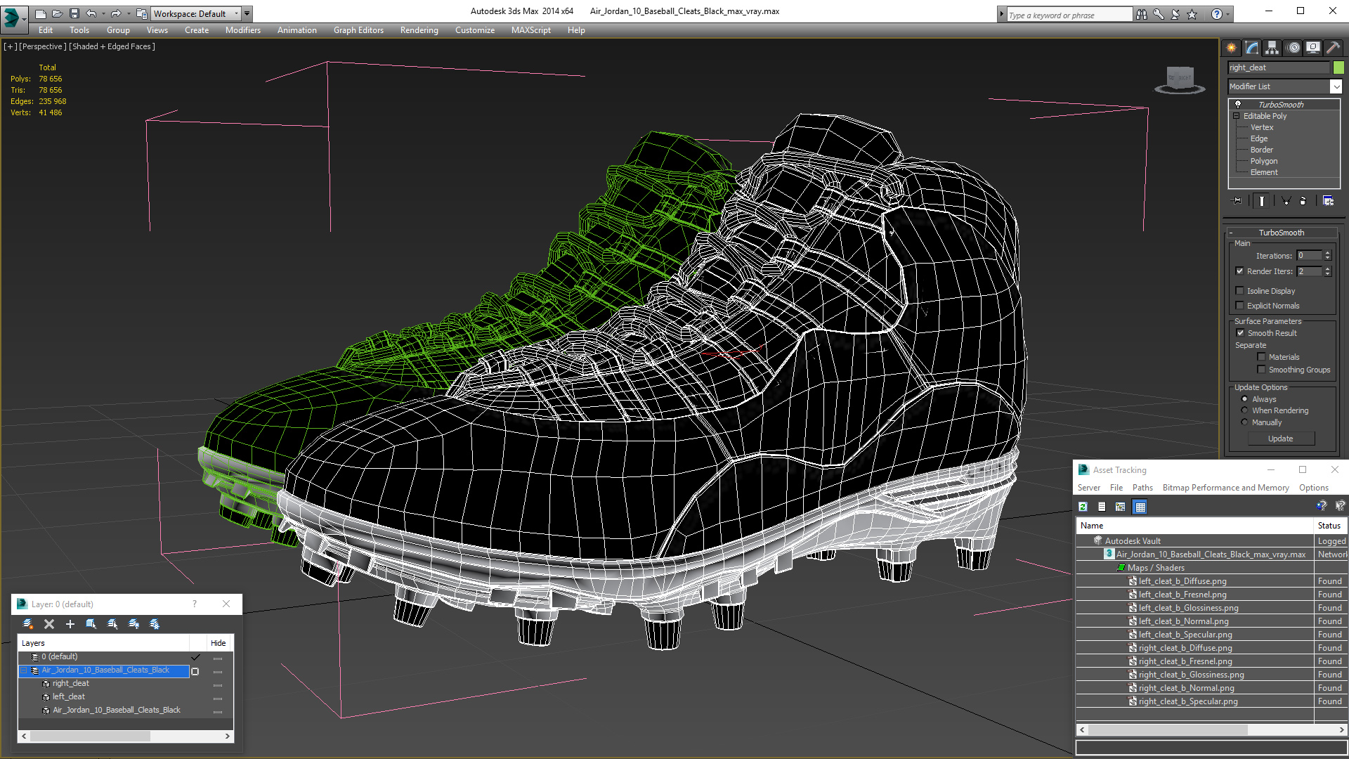 3D model Air Jordan 10 Baseball Cleats Black