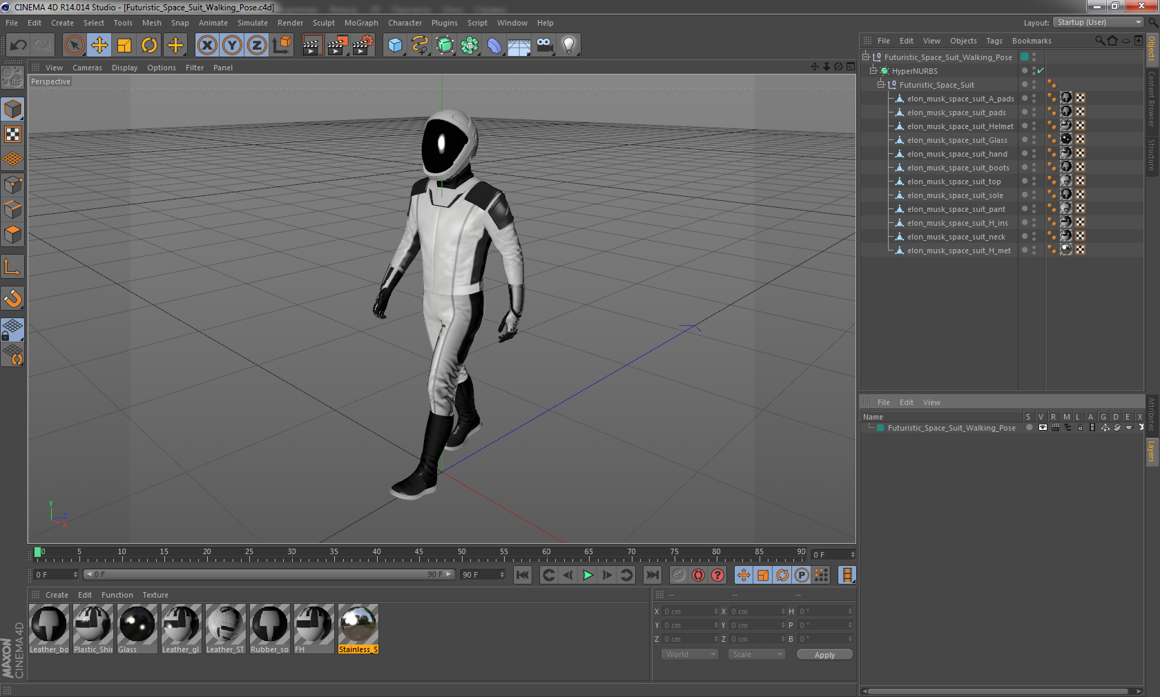 Futuristic Space Suit Walking Pose 3D model